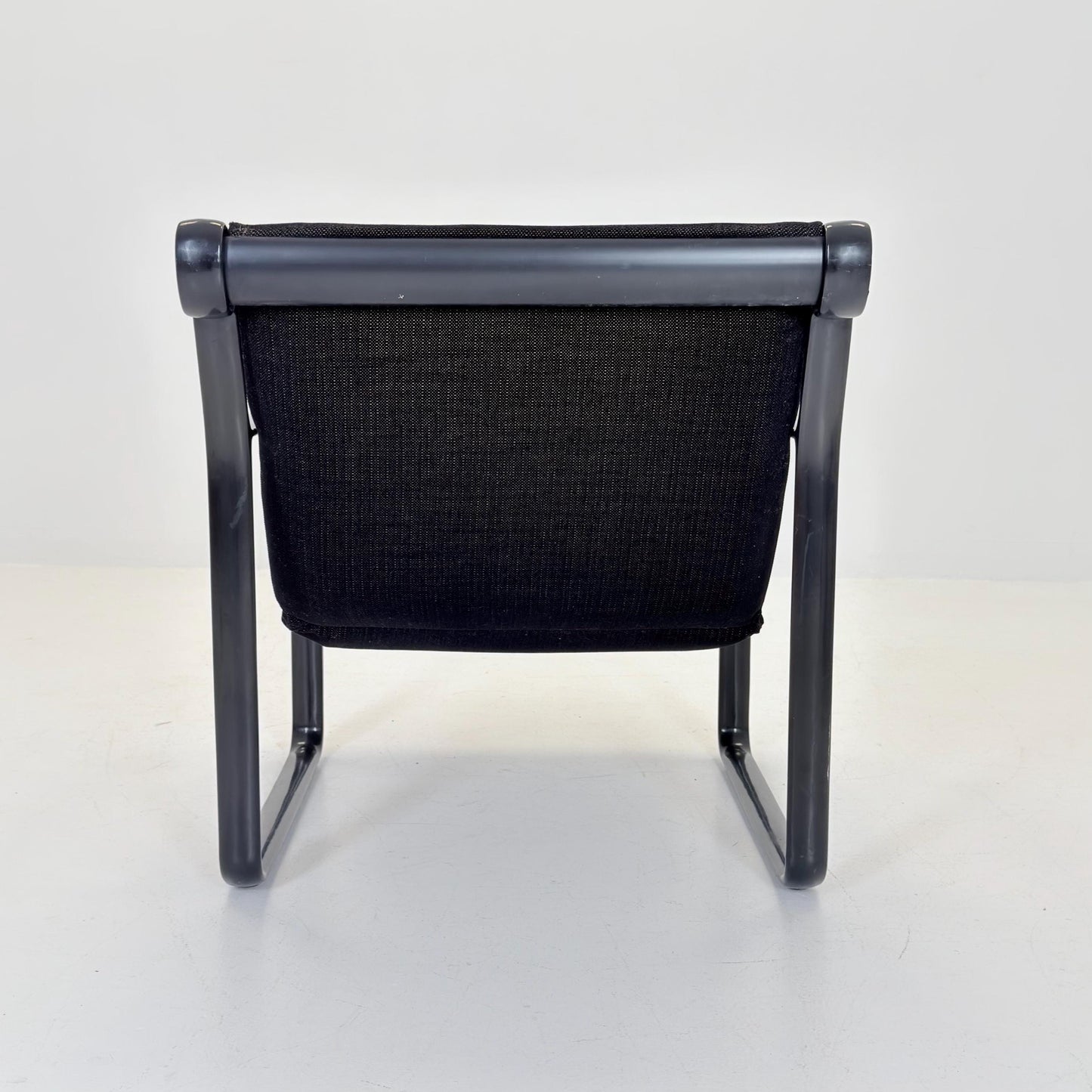 Mid century Postmodern Black Wood Sling Lounge Chair by Bruce Hannah & Andrew Morrison for Knoll | 1970s