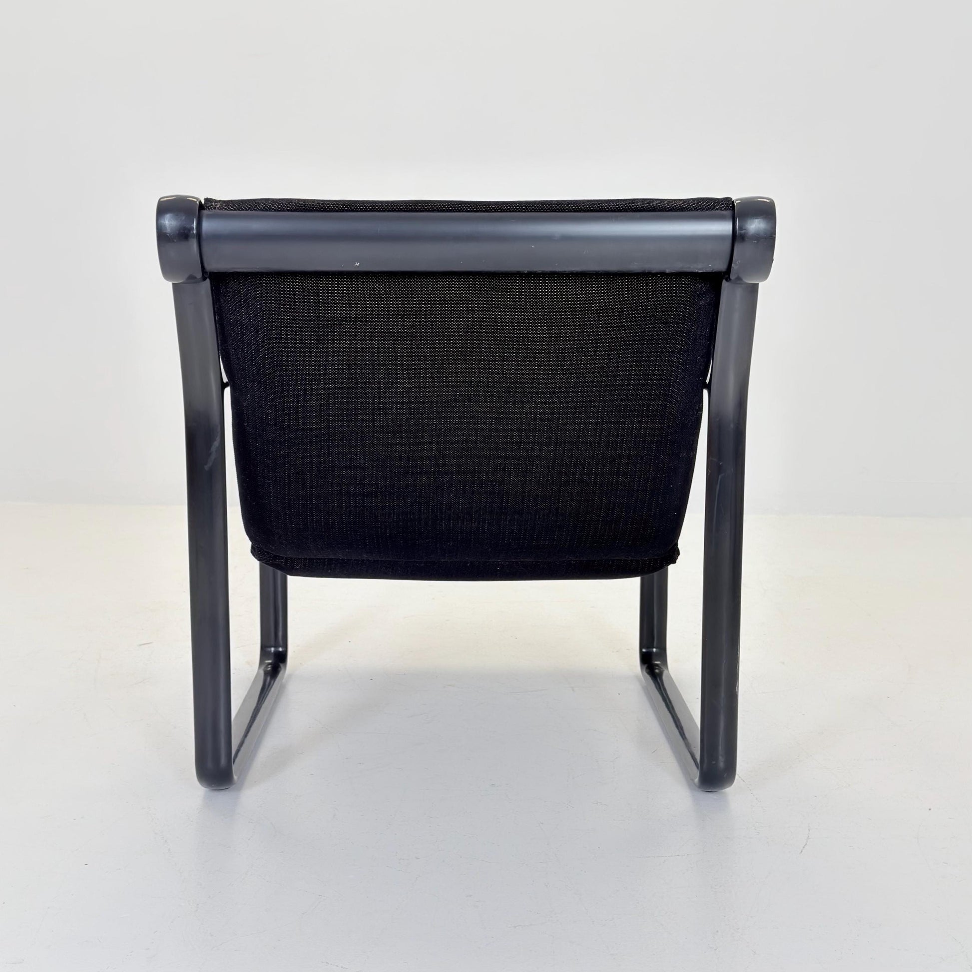 Mid century Postmodern Black Wood Sling Lounge Chair by Bruce Hannah & Andrew Morrison for Knoll | 1970s