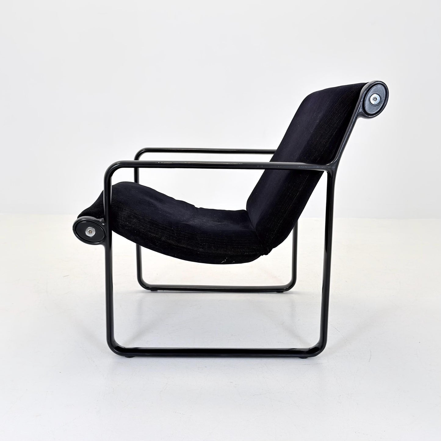 Mid century Postmodern Black Wood Sling Lounge Chair by Bruce Hannah & Andrew Morrison for Knoll | 1970s