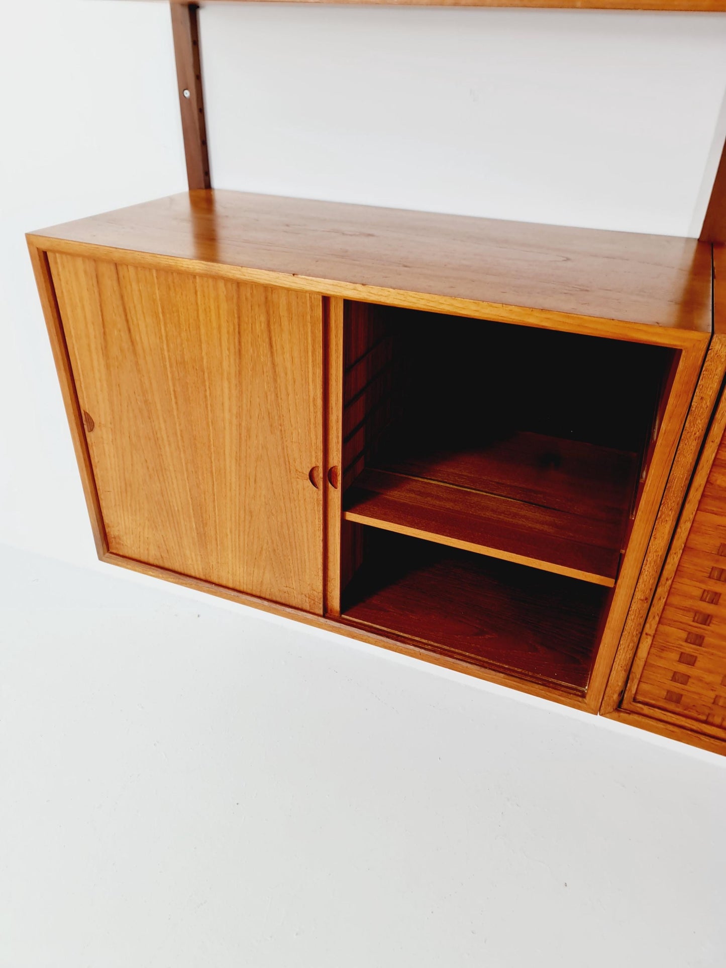Big Mid century Danish Teak Wall Unit with 3 cabinets with show case by Poul Cadovius for Cado, Denmark, 1960s