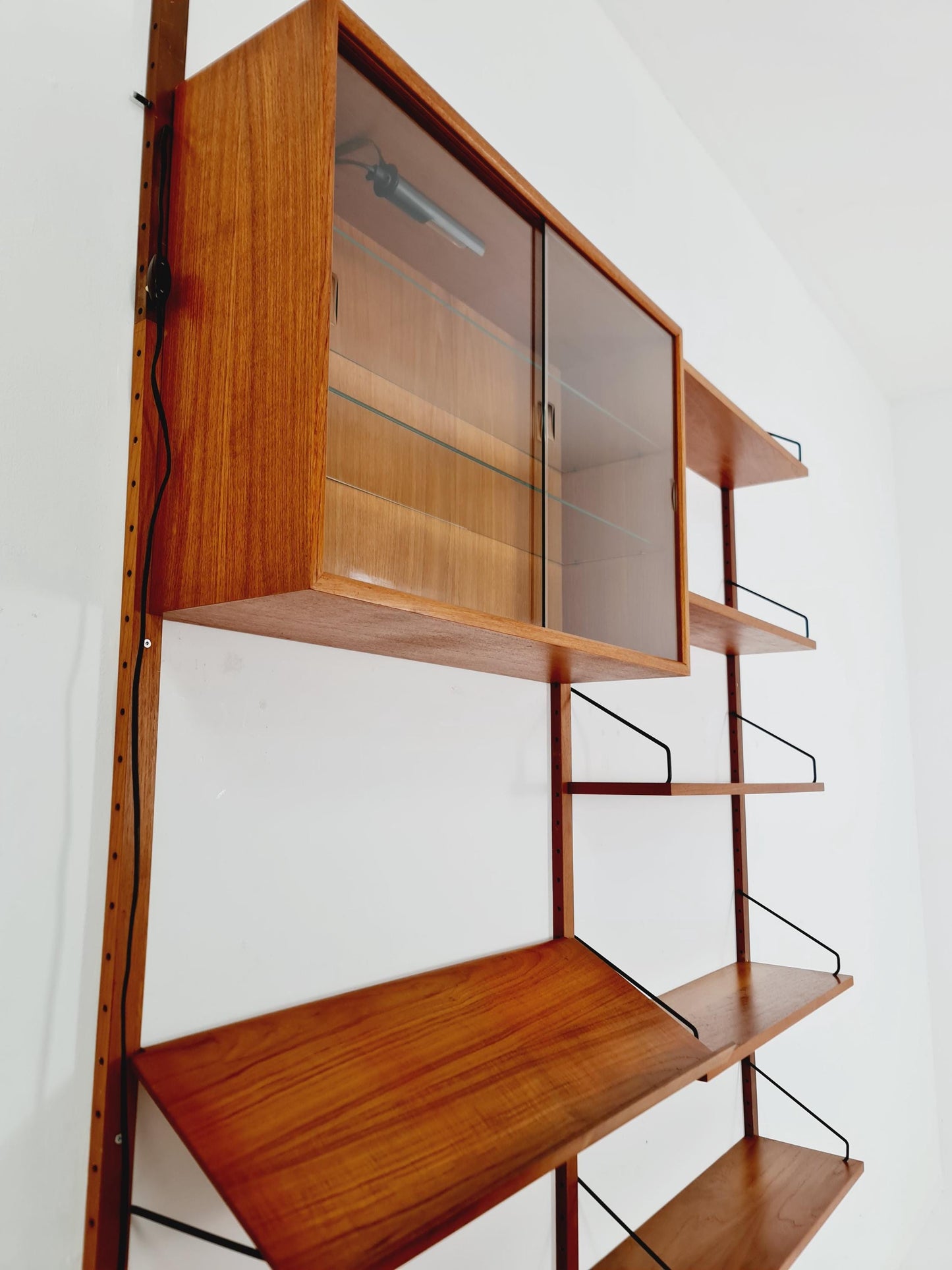 Big Mid century Danish Teak Wall Unit with showcase and dining table/Desk with show case by Poul Cadovius for Cado, Denmark, 1960s