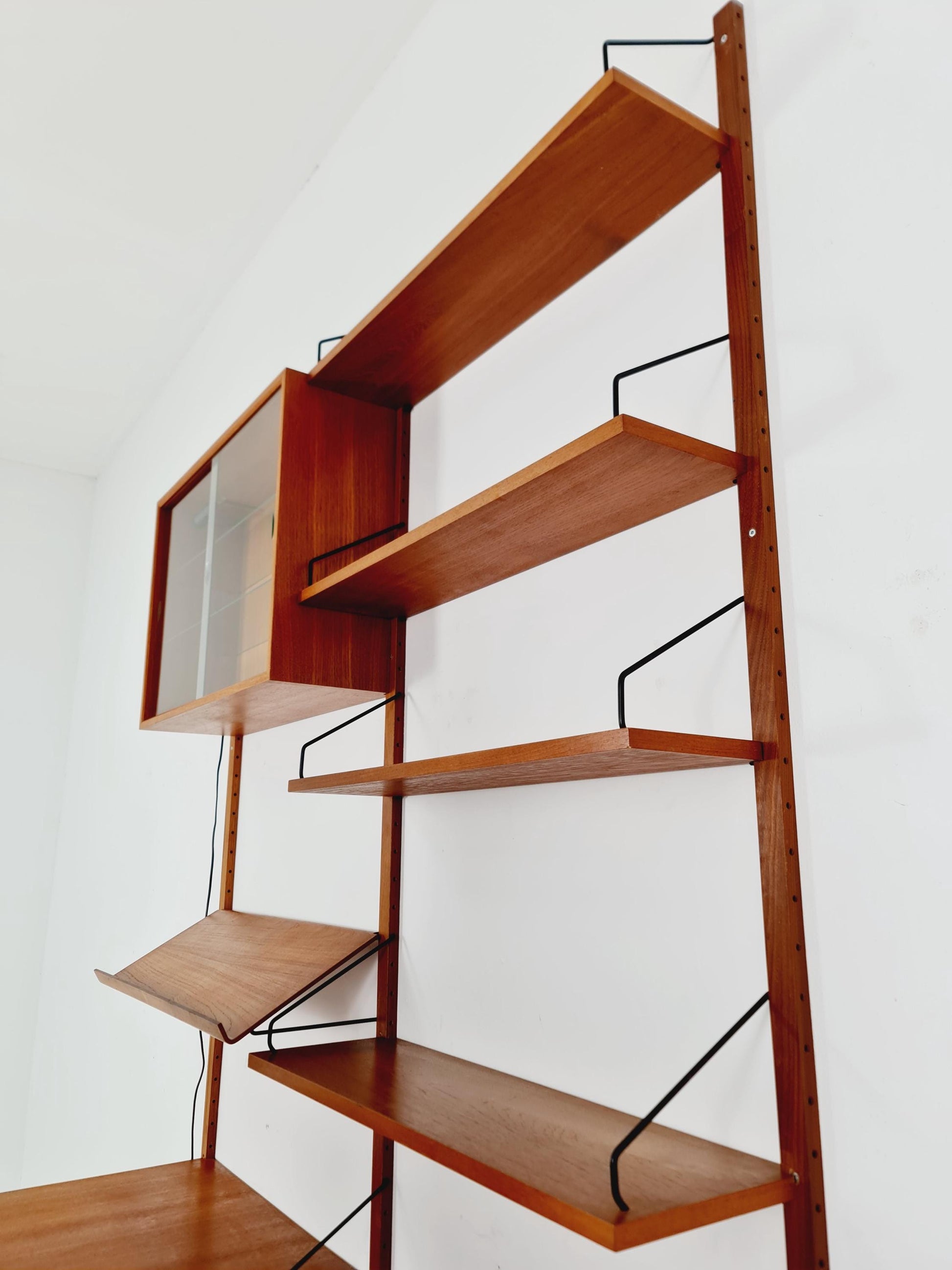 Big Mid century Danish Teak Wall Unit with showcase and dining table/Desk with show case by Poul Cadovius for Cado, Denmark, 1960s