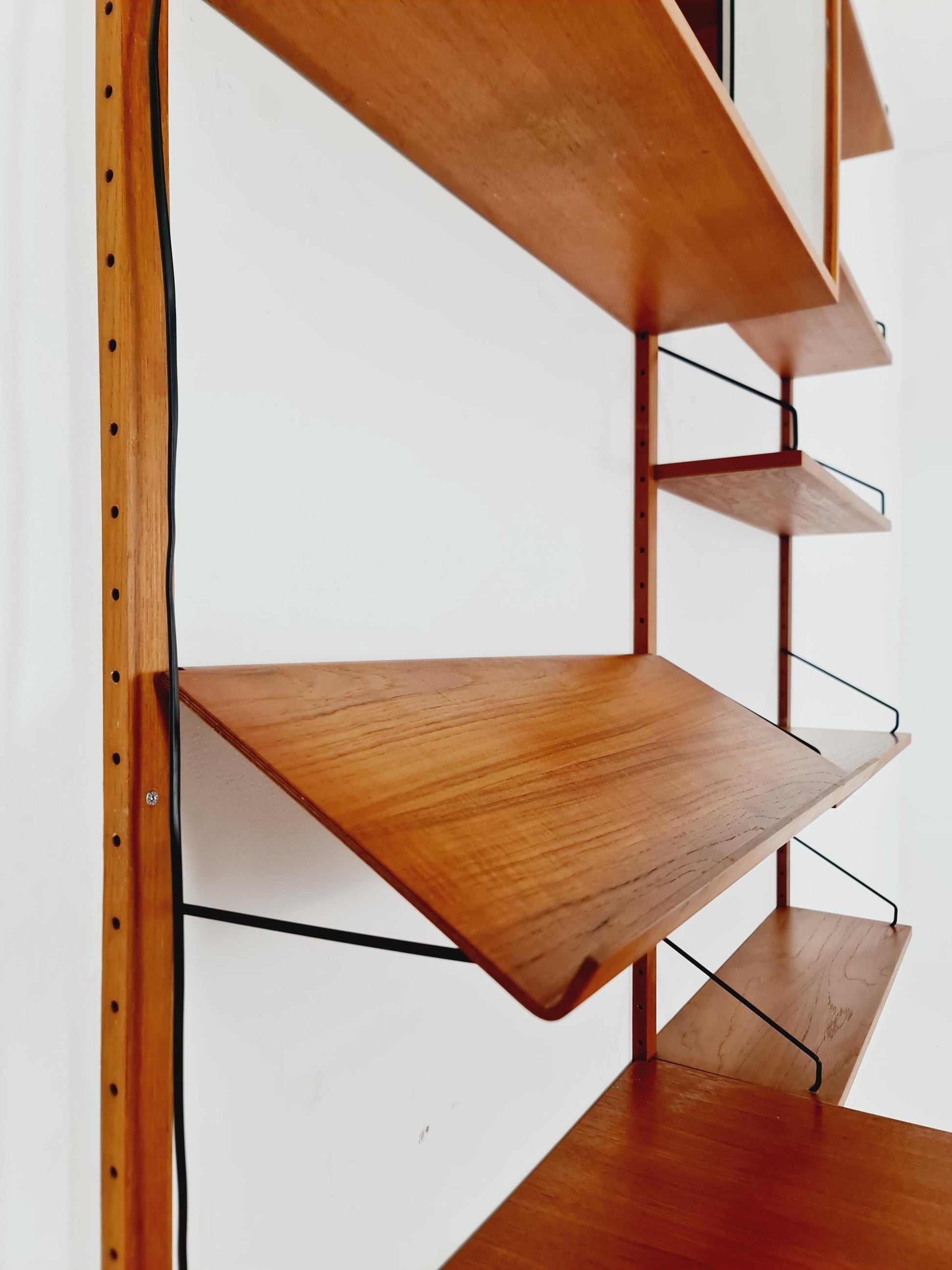 Big Mid century Danish Teak Wall Unit with showcase and dining table/Desk with show case by Poul Cadovius for Cado, Denmark, 1960s