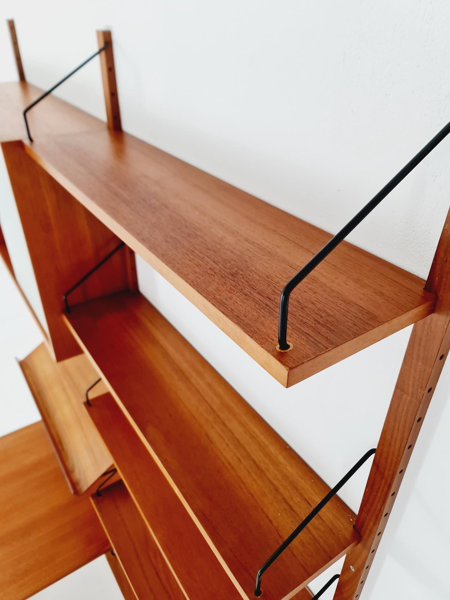 Big Mid century Danish Teak Wall Unit with showcase and dining table/Desk with show case by Poul Cadovius for Cado, Denmark, 1960s