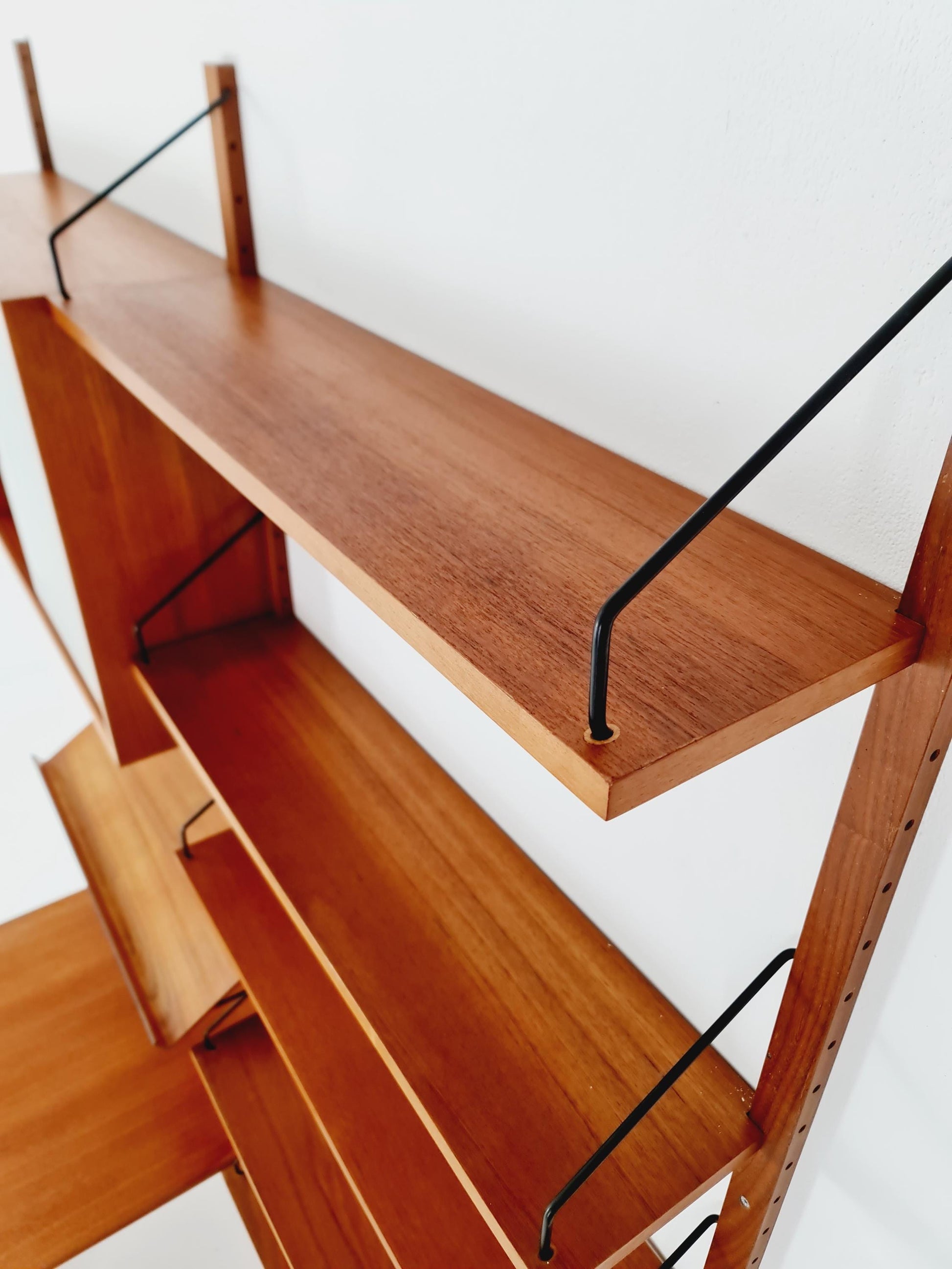 Big Mid century Danish Teak Wall Unit with showcase and dining table/Desk with show case by Poul Cadovius for Cado, Denmark, 1960s
