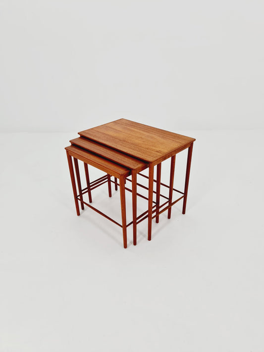 Midcentury Danish teak Nesting Tables by Kaj Winding For P.Jeppesen , 3 Set 1960s