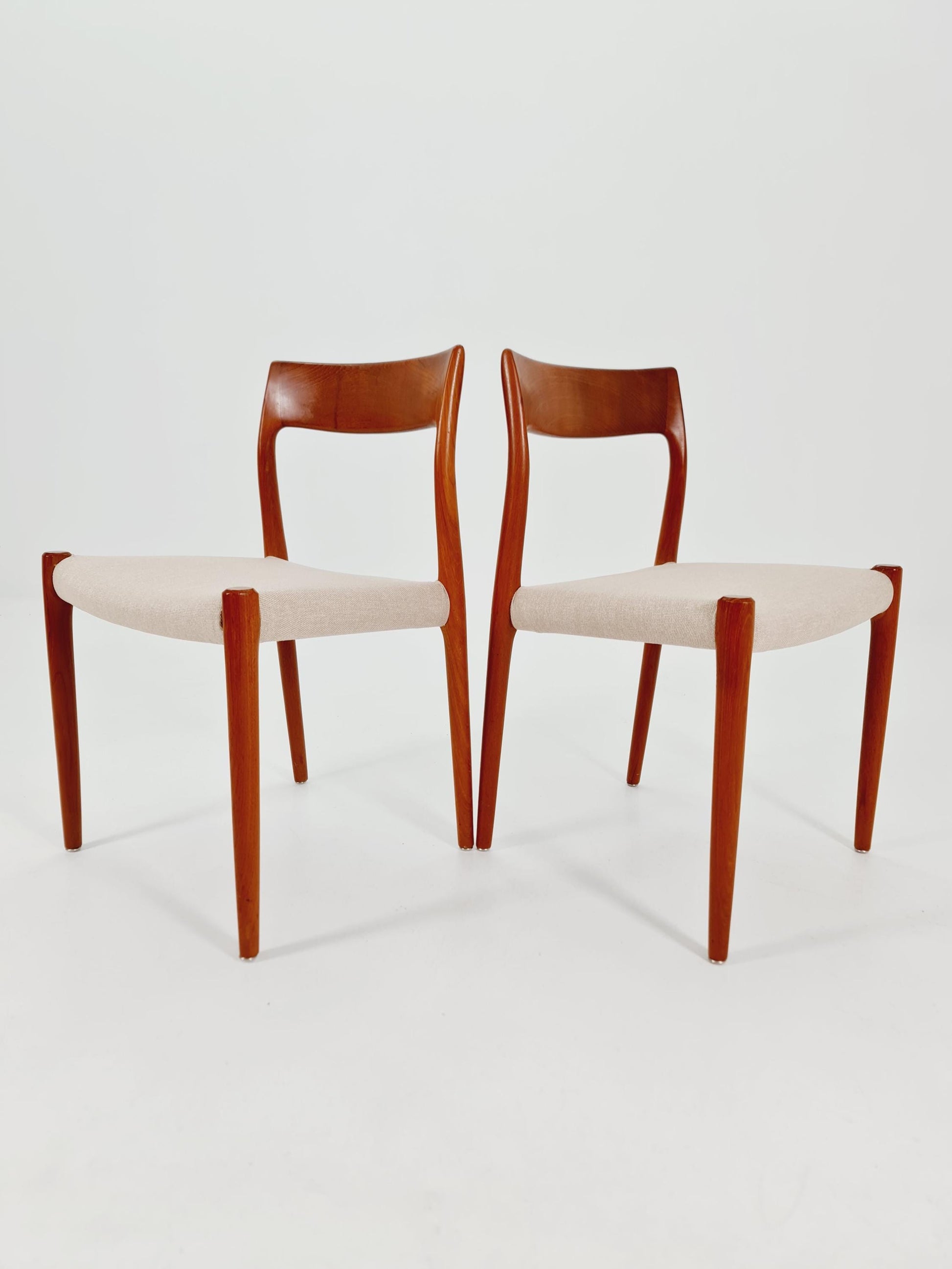 Vintage Danish teak dining charis by Niels Otto Moller Model 77, 1960s, set of 2