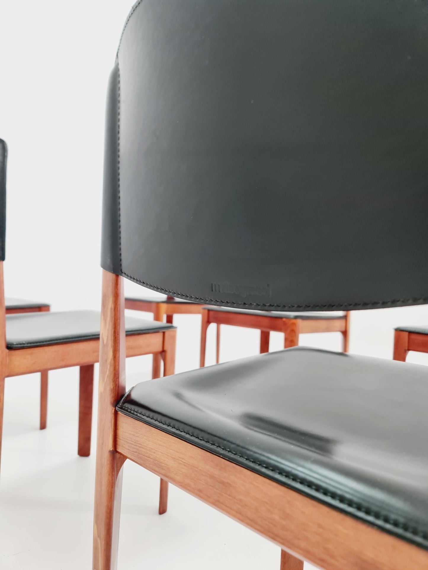 Midcentury Italien Dining Leather chairs by Matteo Grassi , set of 6