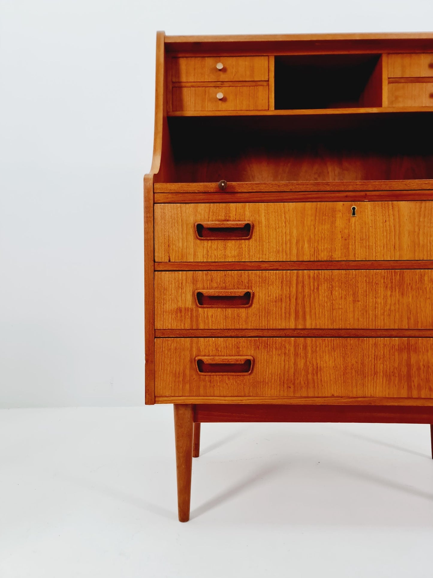 Midcentury Danish vintage teak secretary, table ByGunnar Nielsen Tibergaard , 1960s