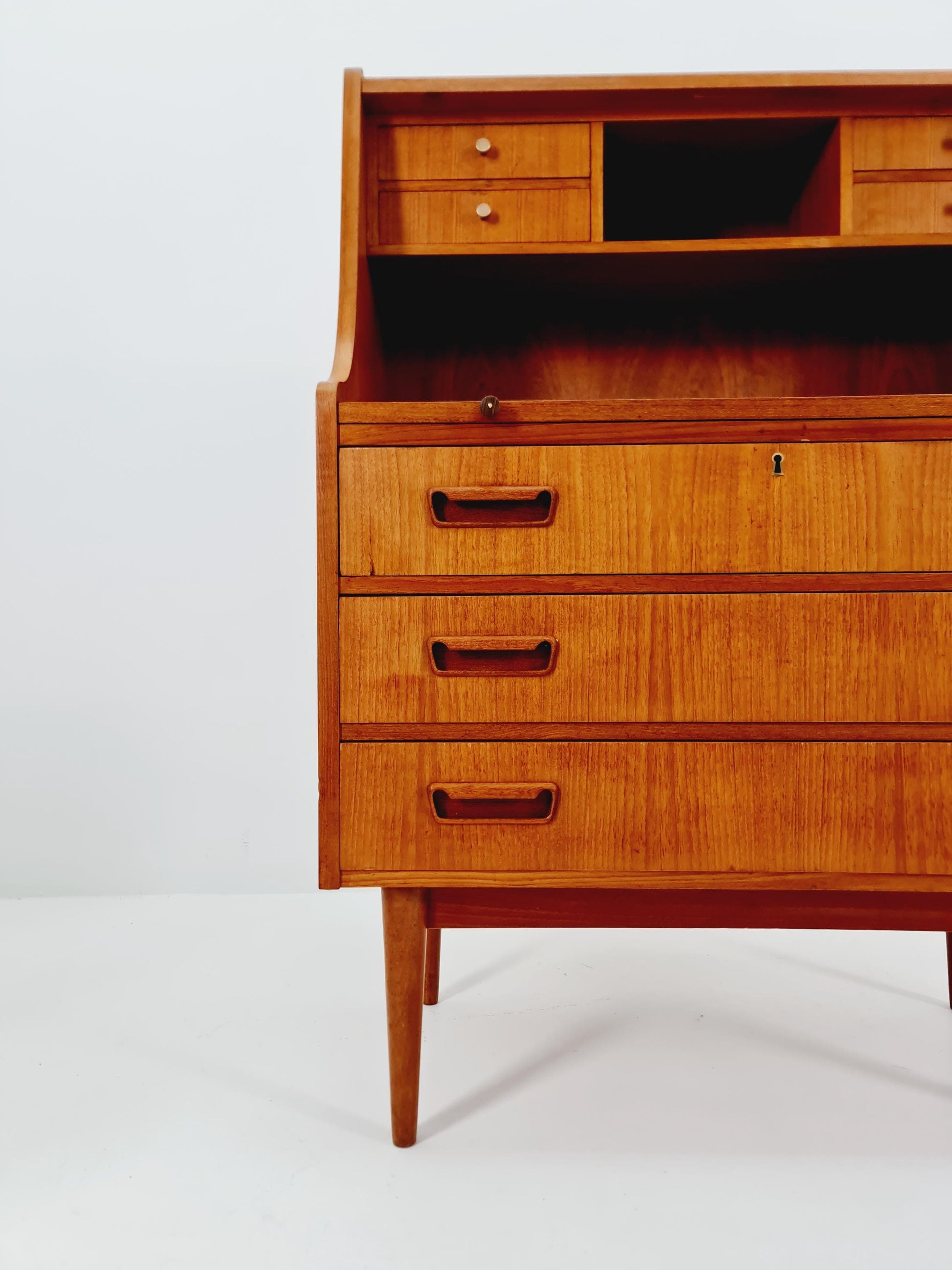 Midcentury Danish vintage teak secretary, table ByGunnar Nielsen Tibergaard , 1960s