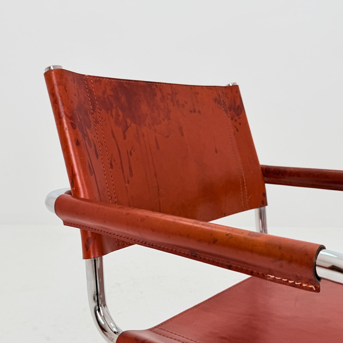 Mid century MG5/B34 leather cantilevered armchair by Mart Stam for Matteo Grassi italy 1980s