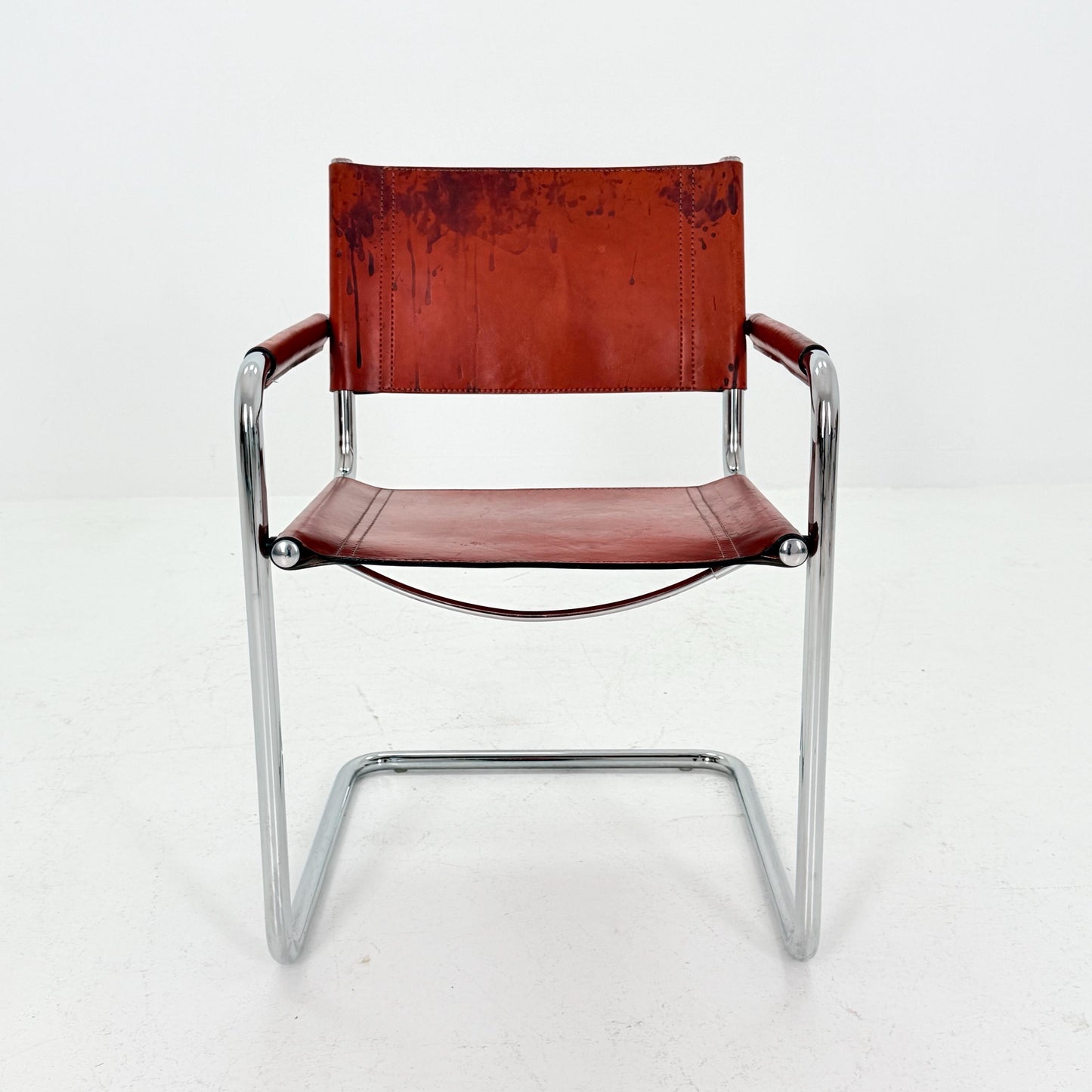 Mid century MG5/B34 leather cantilevered armchair by Mart Stam for Matteo Grassi italy 1980s