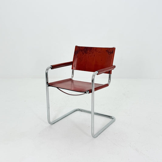 Mid century MG5/B34 leather cantilevered armchair by Mart Stam for Matteo Grassi italy 1980s