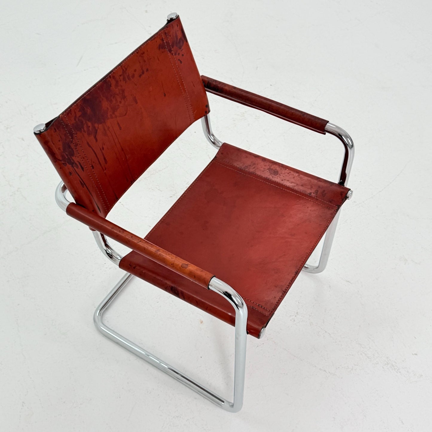 Mid century MG5/B34 leather cantilevered armchair by Mart Stam for Matteo Grassi italy 1980s
