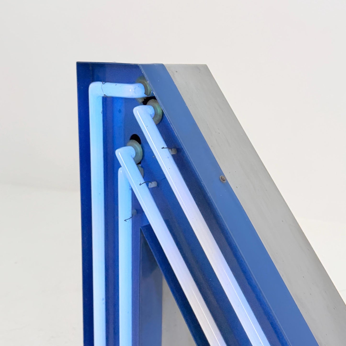Mid Century Neon Letter Sign N / Z, – Large Industrial Neon Shop Sign, Blue Metal Advertising Reklame with Transformer Germany 1960s