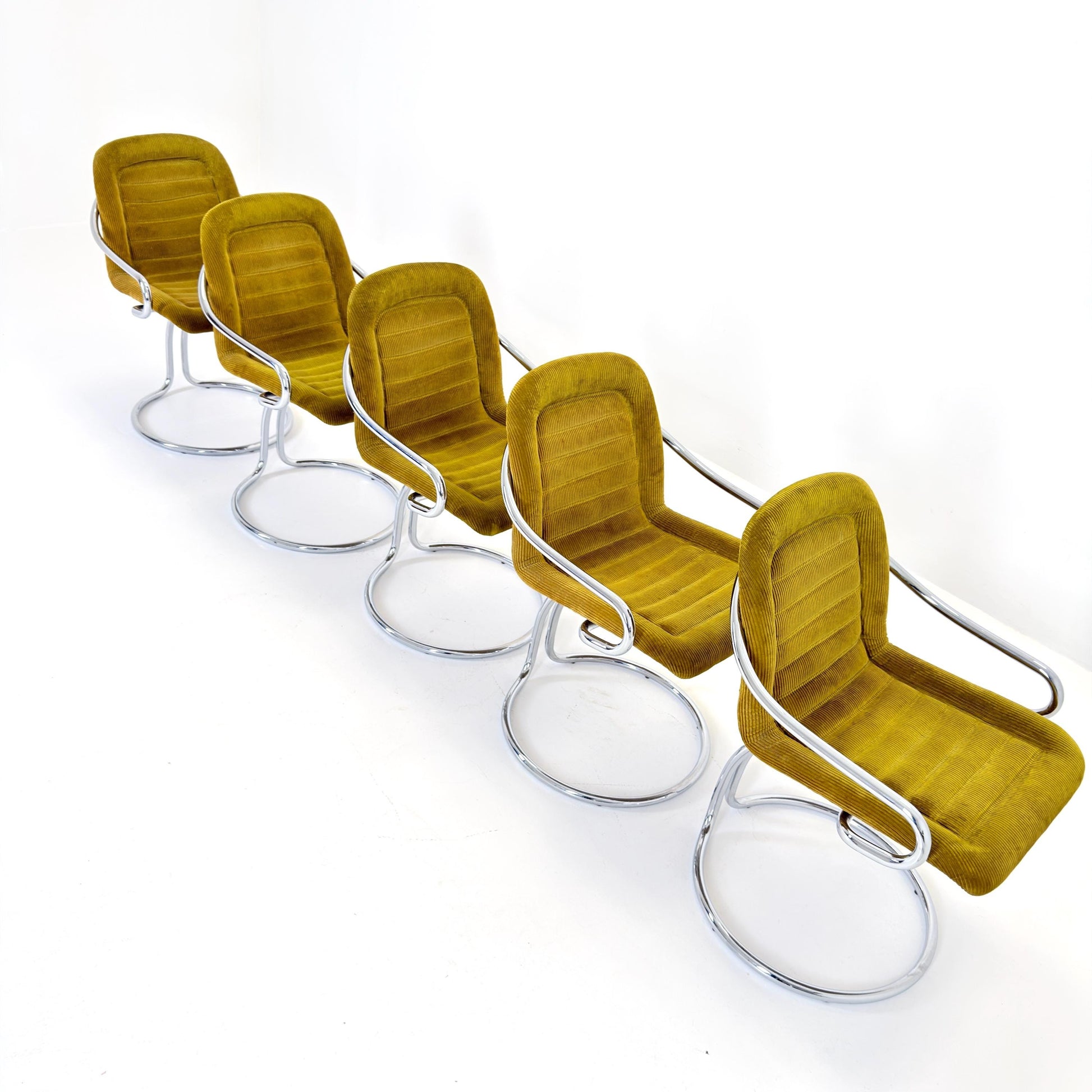 Set of 6 Mid century Cantilever Dining Chairs by Gastone Rinaldi Cantilever Dining Chairs – for RIMA Italy 1970s