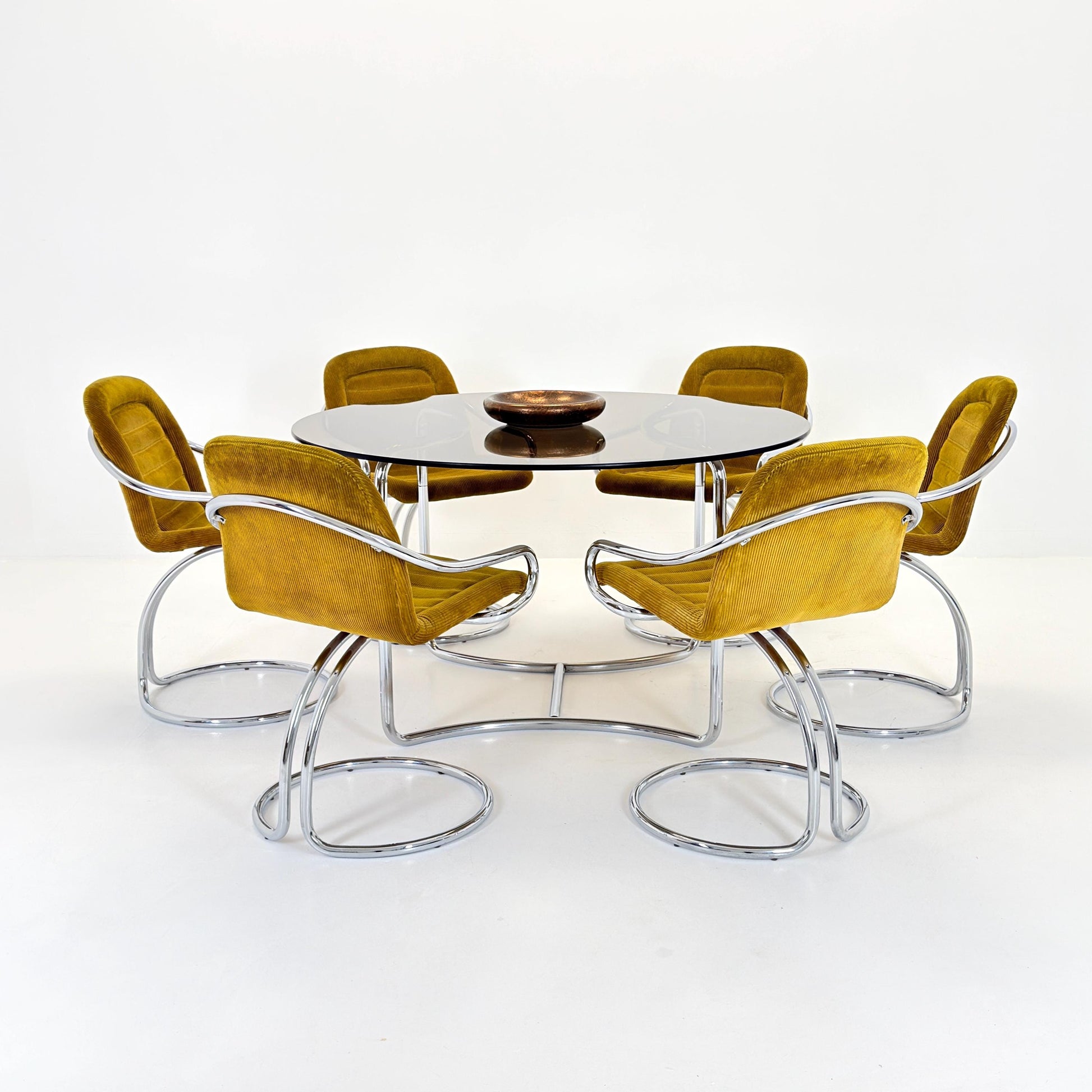 Set of 6 Mid century Cantilever Dining Chairs by Gastone Rinaldi Cantilever Dining Chairs – for RIMA Italy 1970s