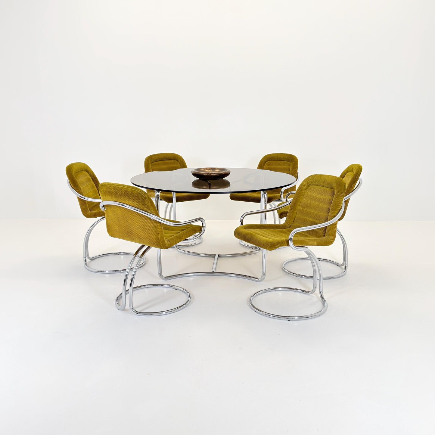 Set of 6 Mid century Cantilever Dining Chairs by Gastone Rinaldi Cantilever Dining Chairs – for RIMA Italy 1970s