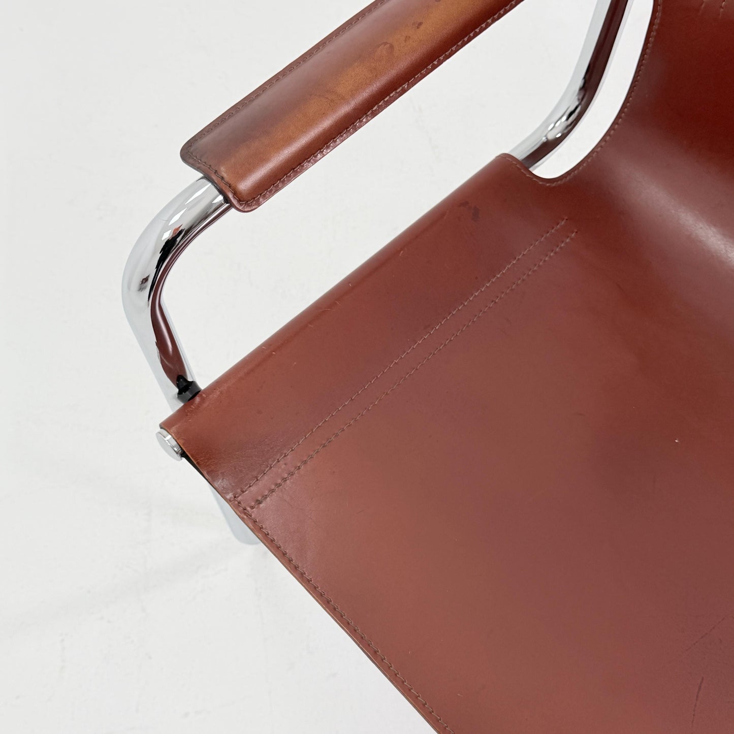 Mid century Matteo Grassi MG5 Dark Cognac Leather Bauhaus Chair, 1980s Italy — Mart Stam & Marcel Breuer