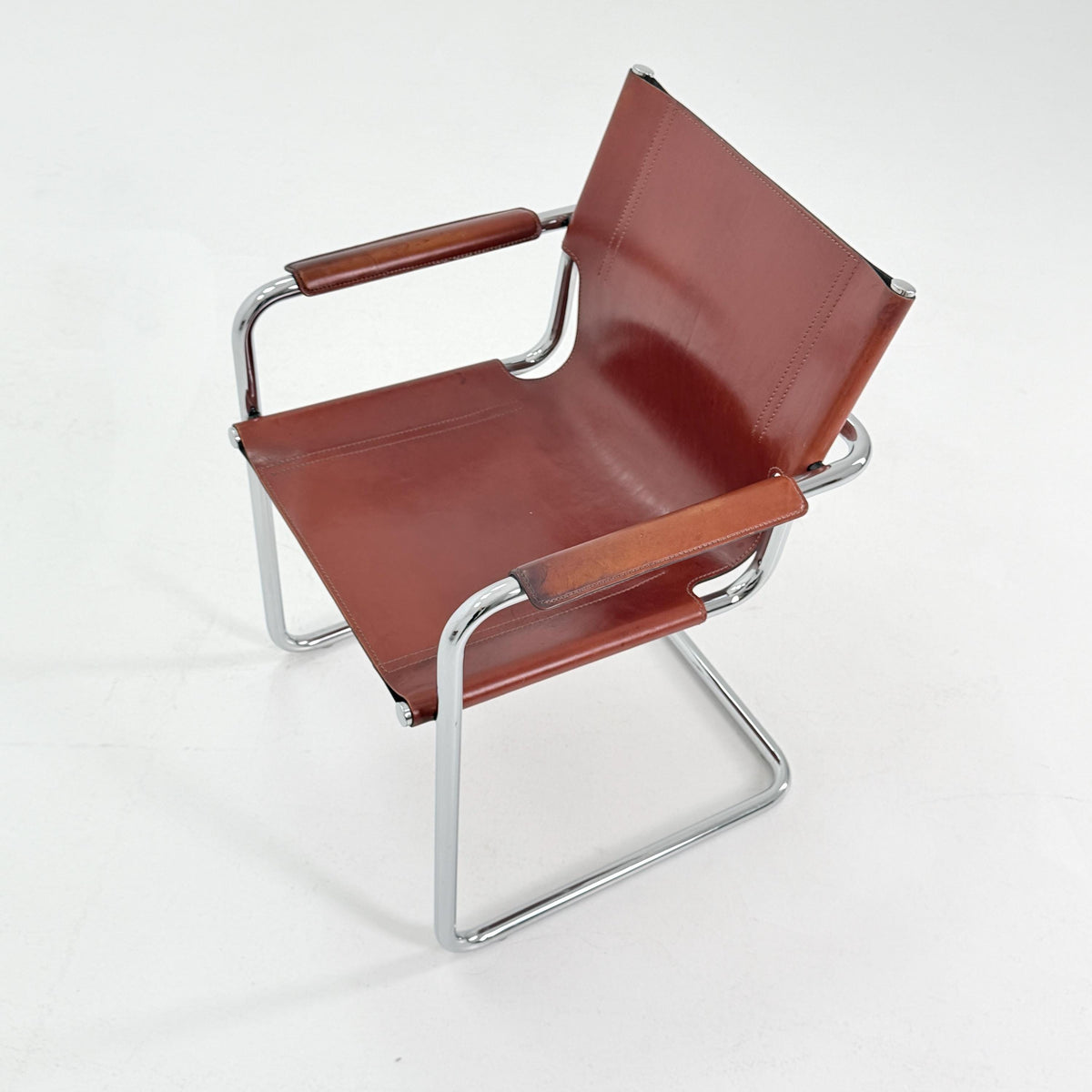 Mid century Matteo Grassi MG5 Dark Cognac Leather Bauhaus Chair, 1980s Italy — Mart Stam & Marcel Breuer