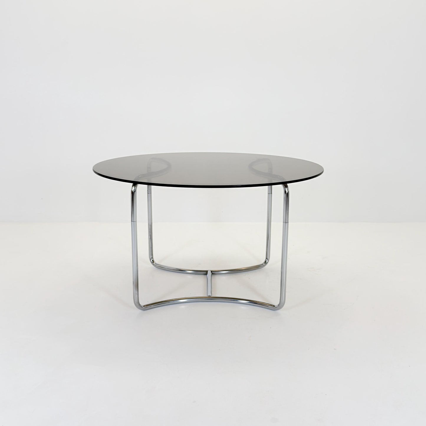 Complete Mid-Century Italian Dining Set – Vittorio Introini Round Smoked Glass Table + 6 Gastone Rinaldi Chrome Cantilever Chairs, 1970s