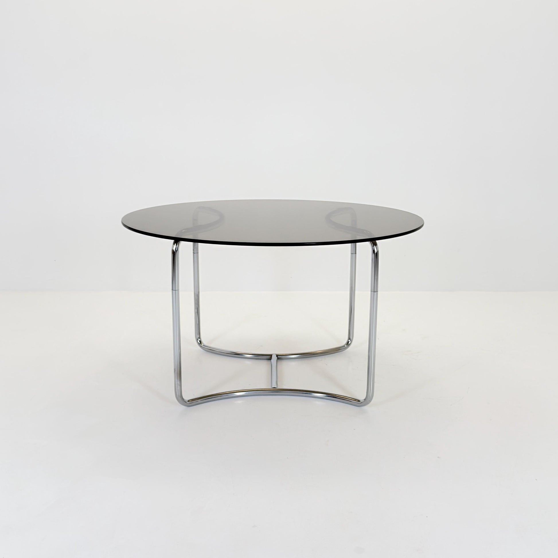Complete Mid-Century Italian Dining Set – Vittorio Introini Round Smoked Glass Table + 6 Gastone Rinaldi Chrome Cantilever Chairs, 1970s
