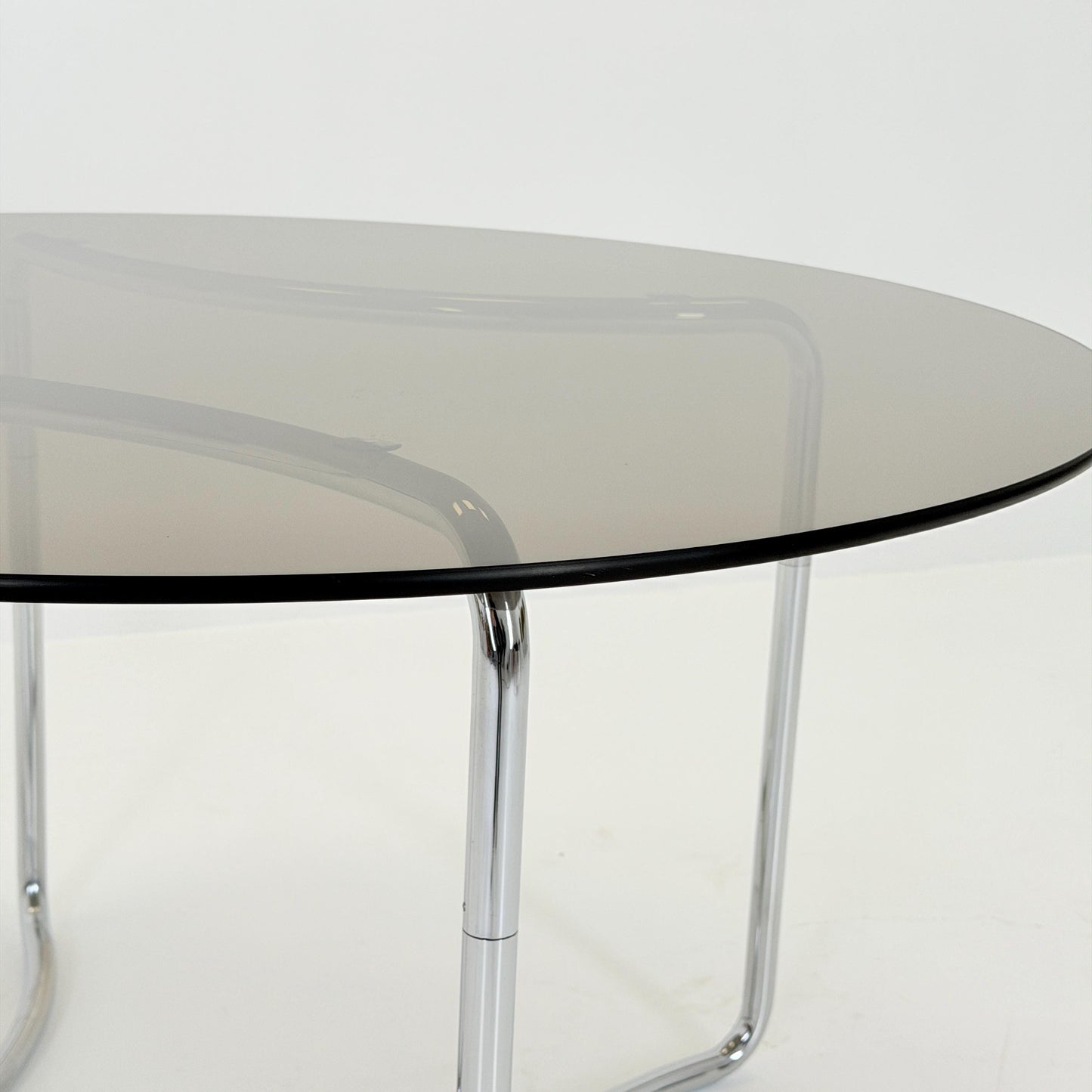 Complete Mid-Century Italian Dining Set – Vittorio Introini Round Smoked Glass Table + 6 Gastone Rinaldi Chrome Cantilever Chairs, 1970s