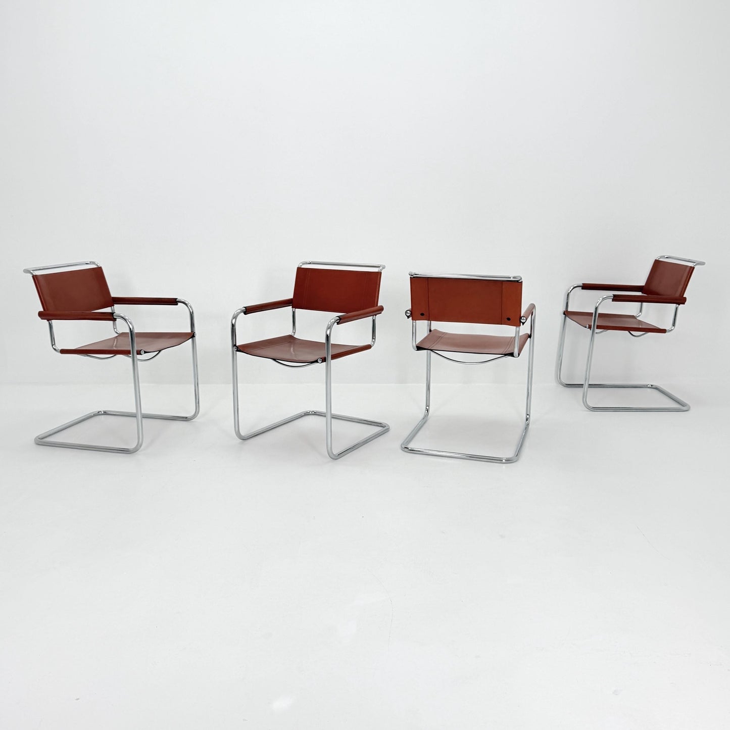 Set of 8 Bauhaus Mart Stam Marcel Brauer Dining-Office S34 armchairs for Linea Fiam Italy 1980s
