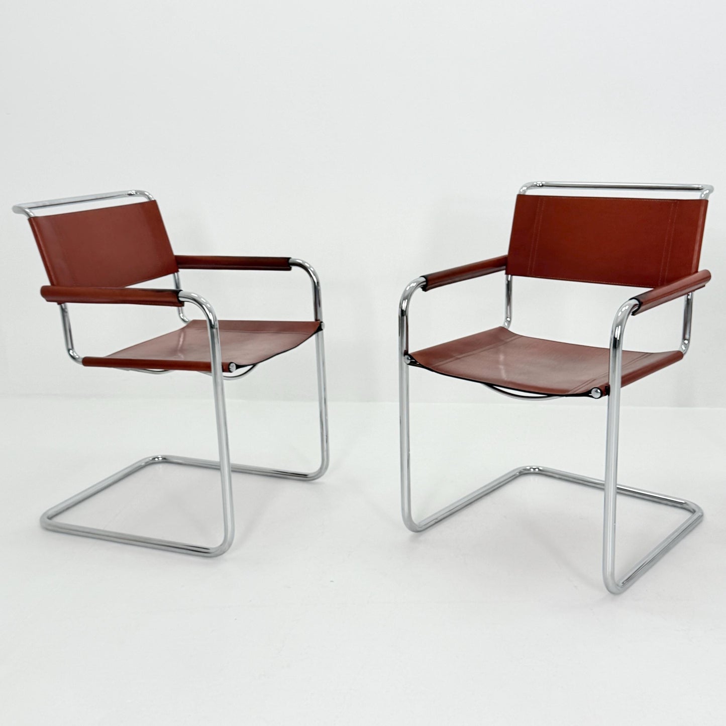 Set of 8 Bauhaus Mart Stam Marcel Brauer Dining-Office S34 armchairs for Linea Fiam Italy 1980s