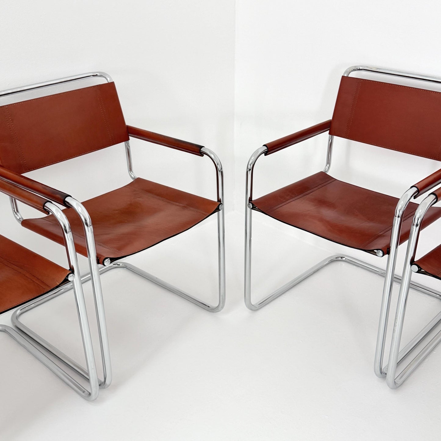Set of 8 Bauhaus Mart Stam Marcel Brauer Dining-Office S34 armchairs for Linea Fiam Italy 1980s