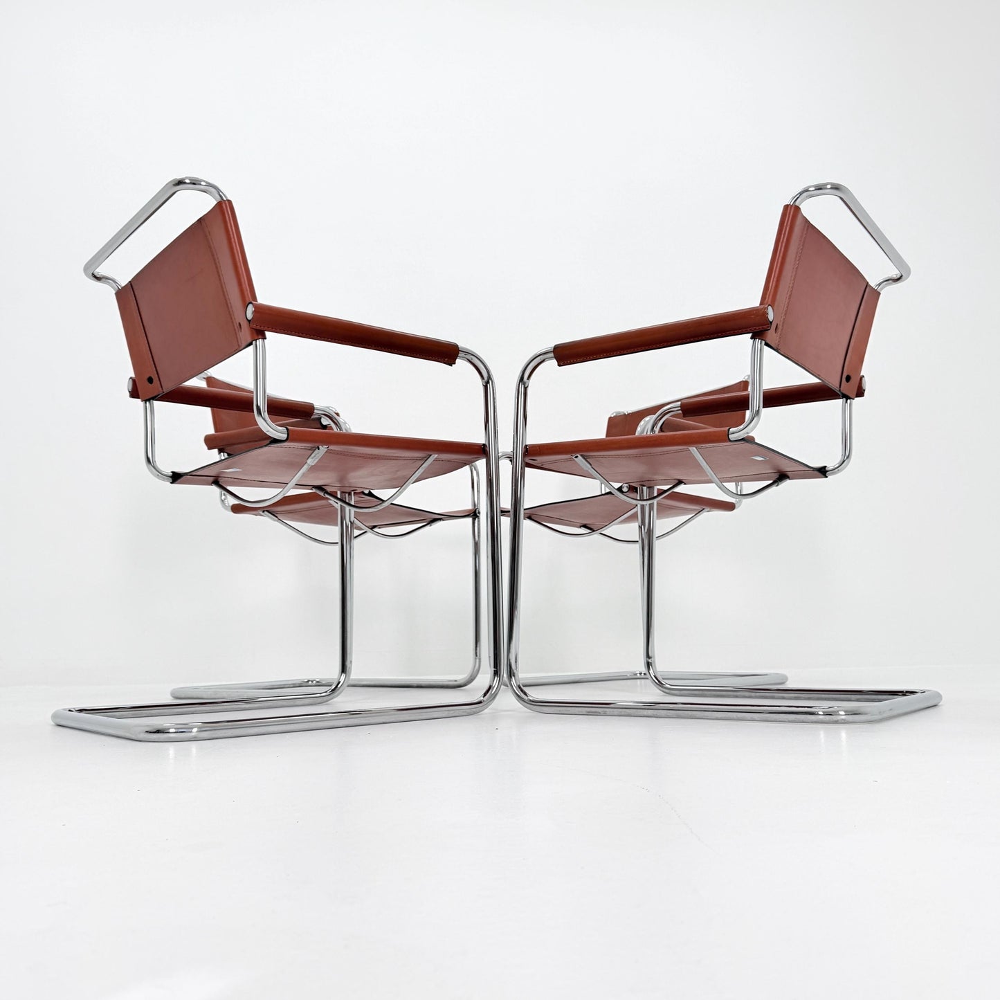 Set of 4 Bauhaus Mart Stam - Marcel Brauer Dining-Office S34 armchairs for Linea Fiam Italy 1980s