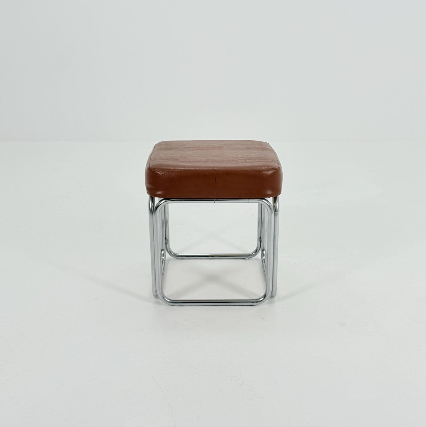 Mid-Century Bauhaus Leather Stool by Marcel Breuer for Mauser Werke, Germany 1980s