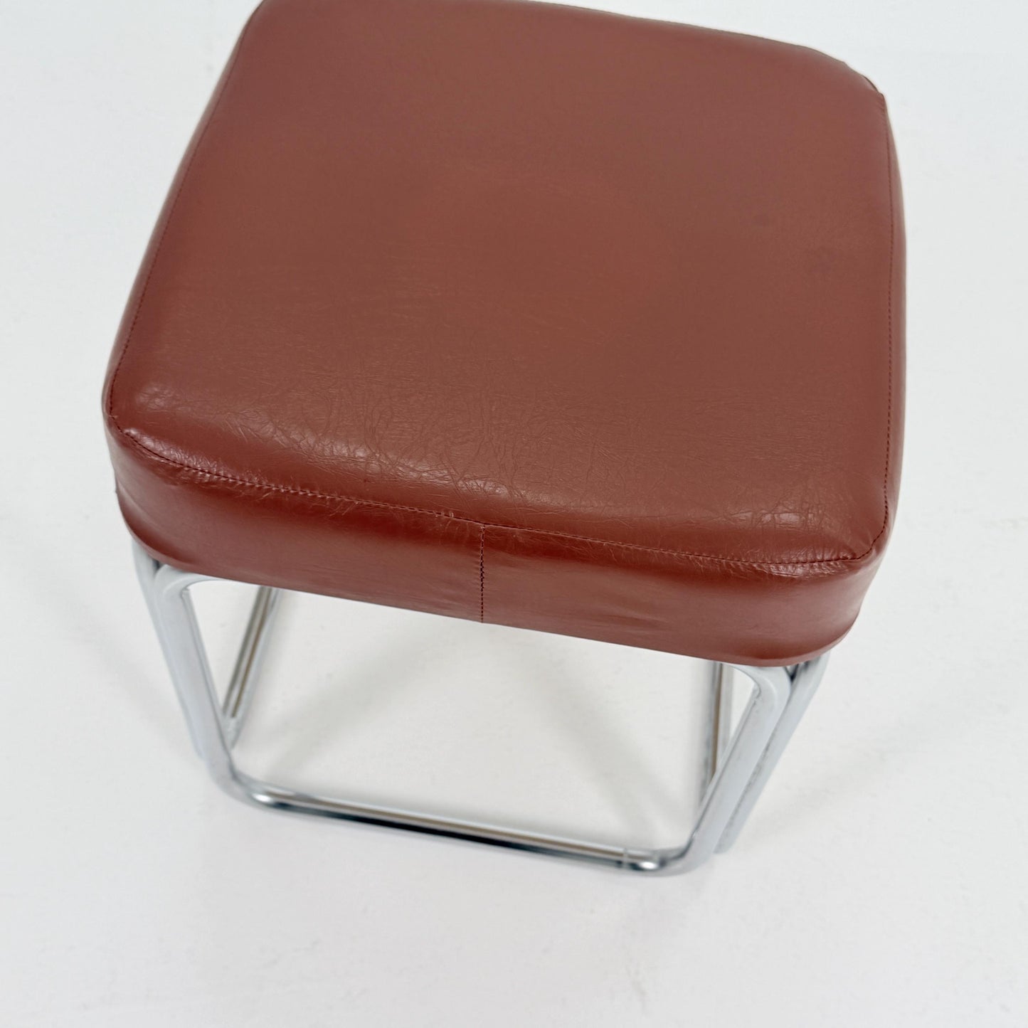 Mid-Century Bauhaus Leather Stool by Marcel Breuer for Mauser Werke, Germany 1980s