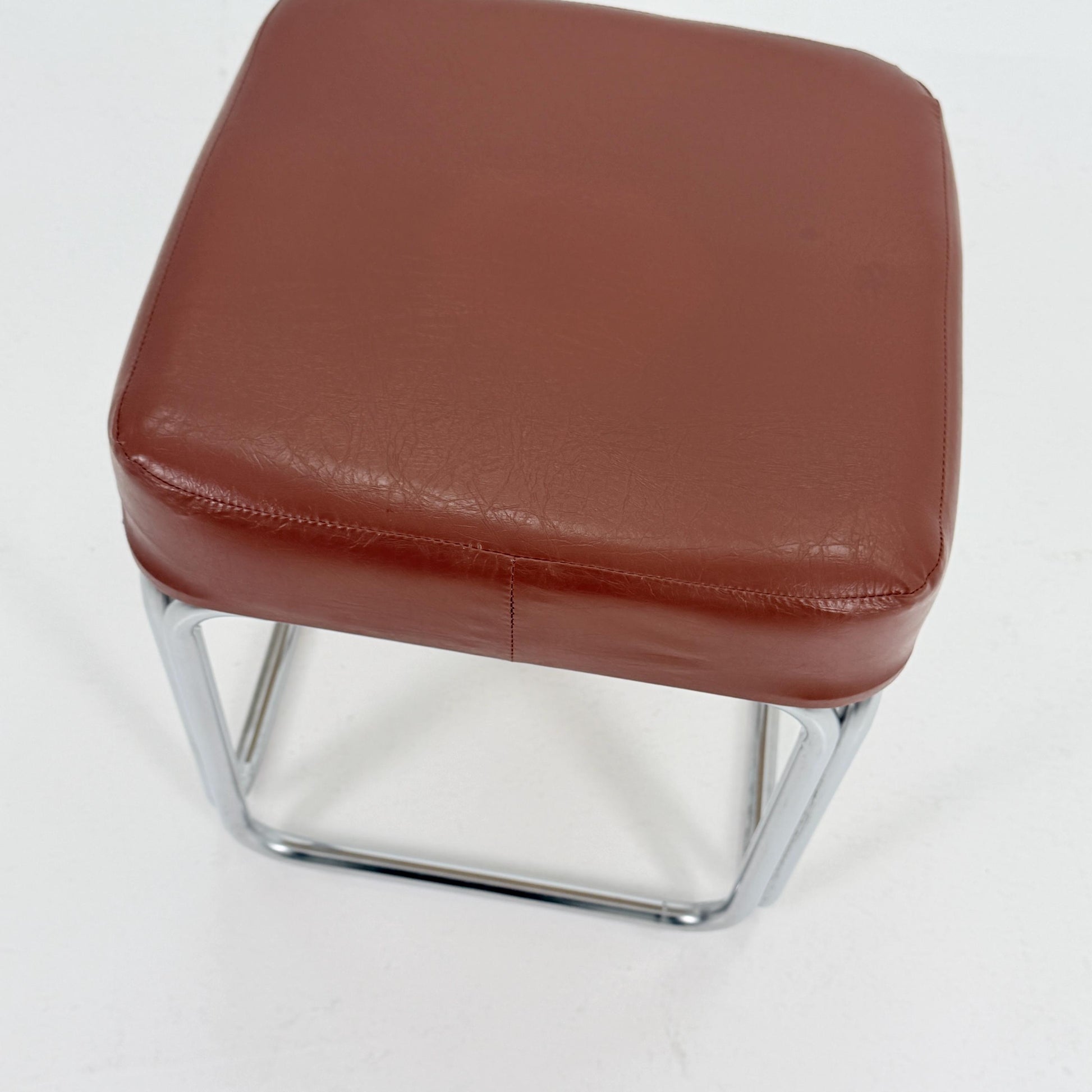 Mid-Century Bauhaus Leather Stool by Marcel Breuer for Mauser Werke, Germany 1980s