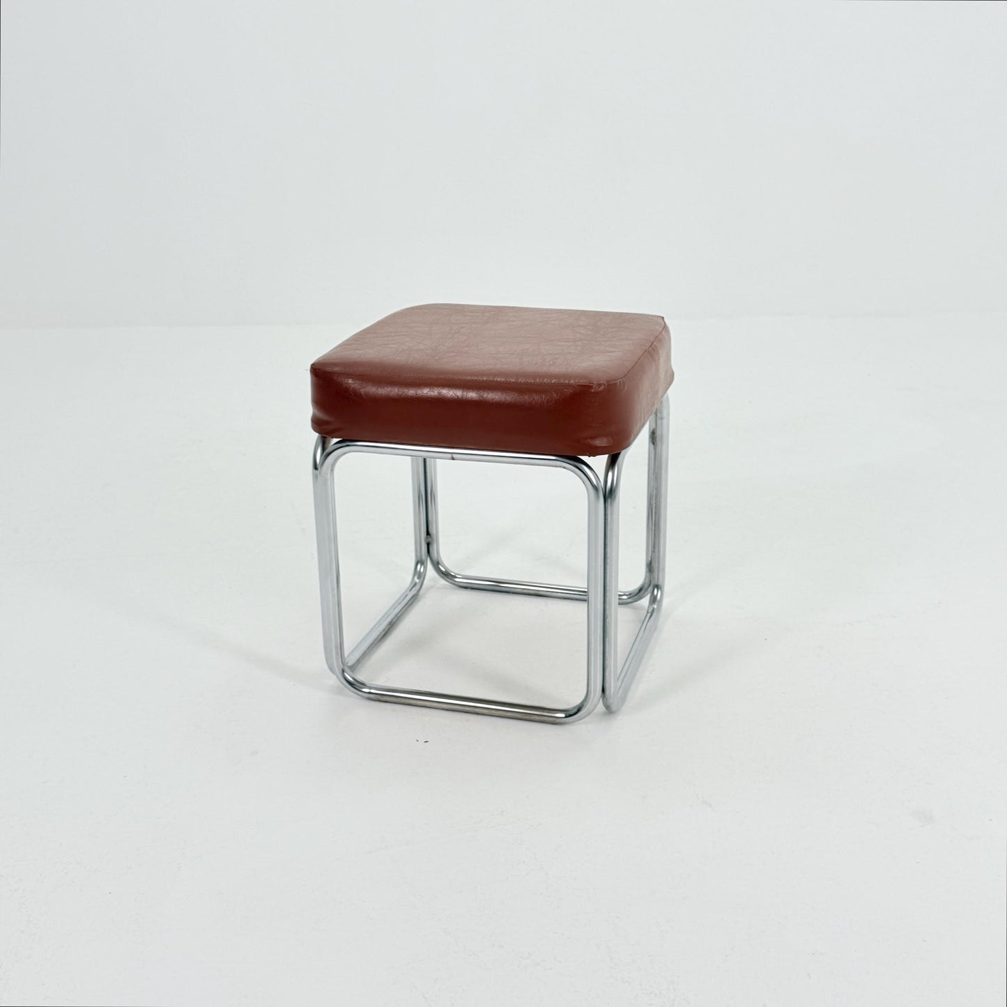 Mid-Century Bauhaus Leather Stool by Marcel Breuer for Mauser Werke, Germany 1980s