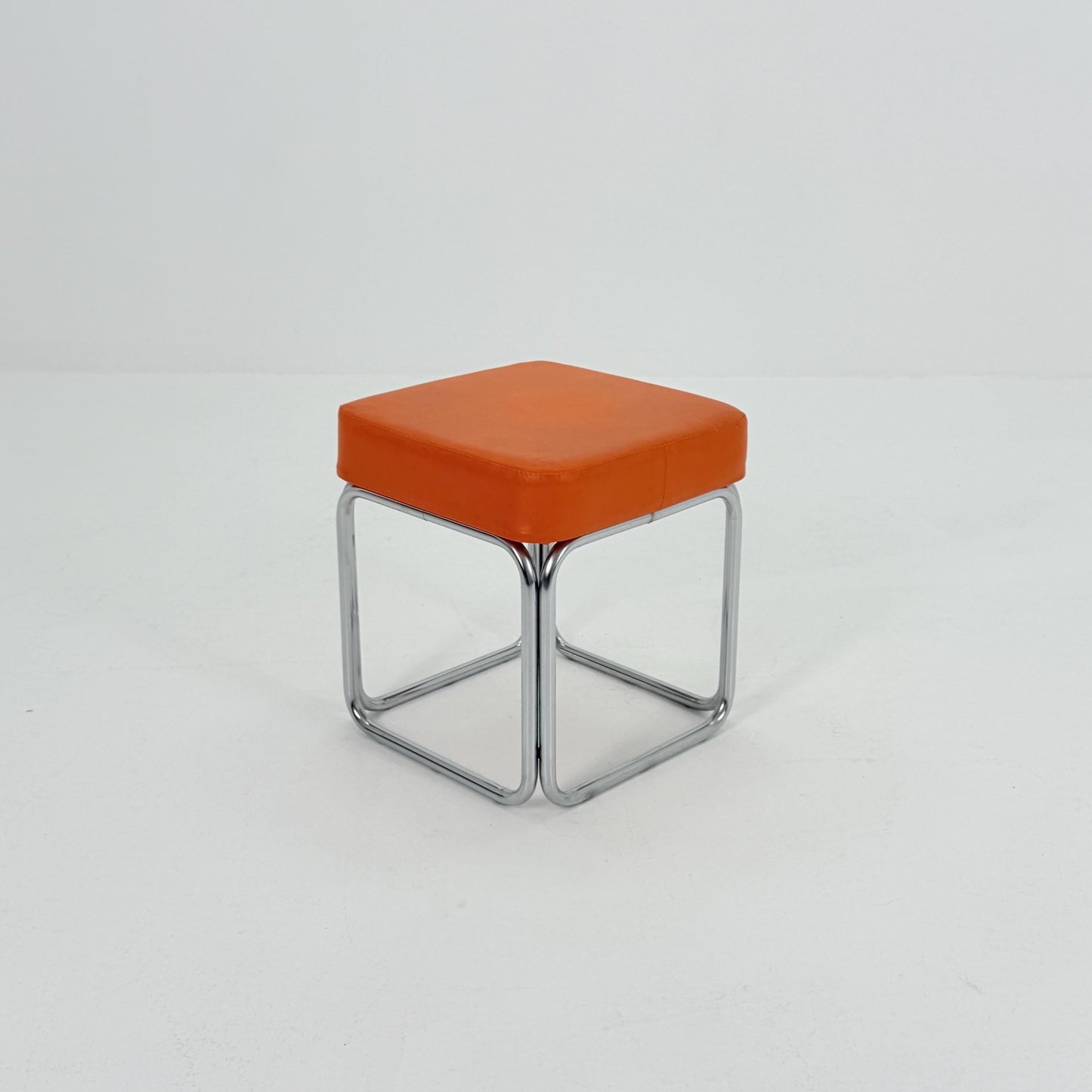 Mid-Century Bauhaus Leather Stool by Marcel Breuer for Mauser Werke, Germany 1980s