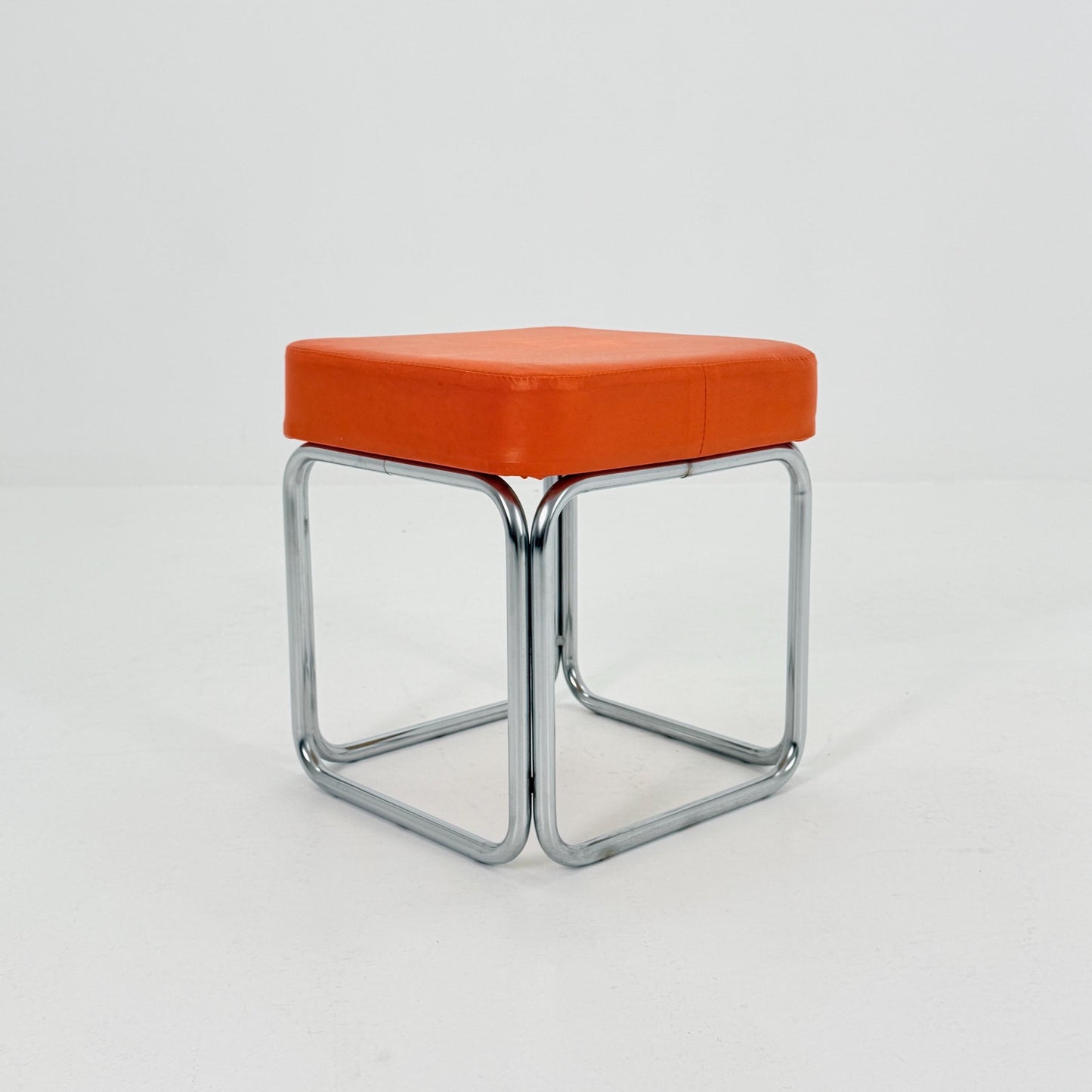 Mid-Century Bauhaus Leather Stool by Marcel Breuer for Mauser Werke, Germany 1980s