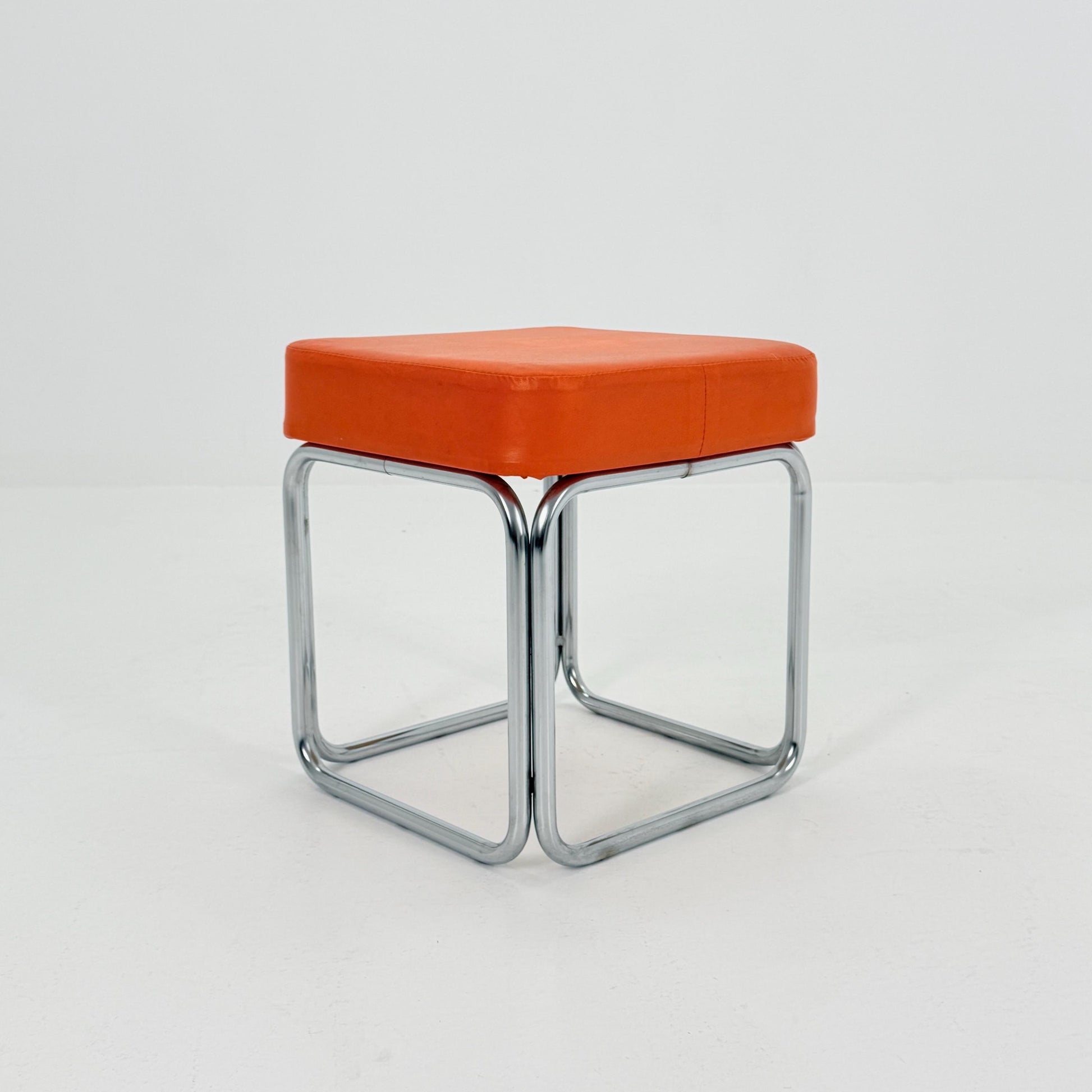 Mid-Century Bauhaus Leather Stool by Marcel Breuer for Mauser Werke, Germany 1980s
