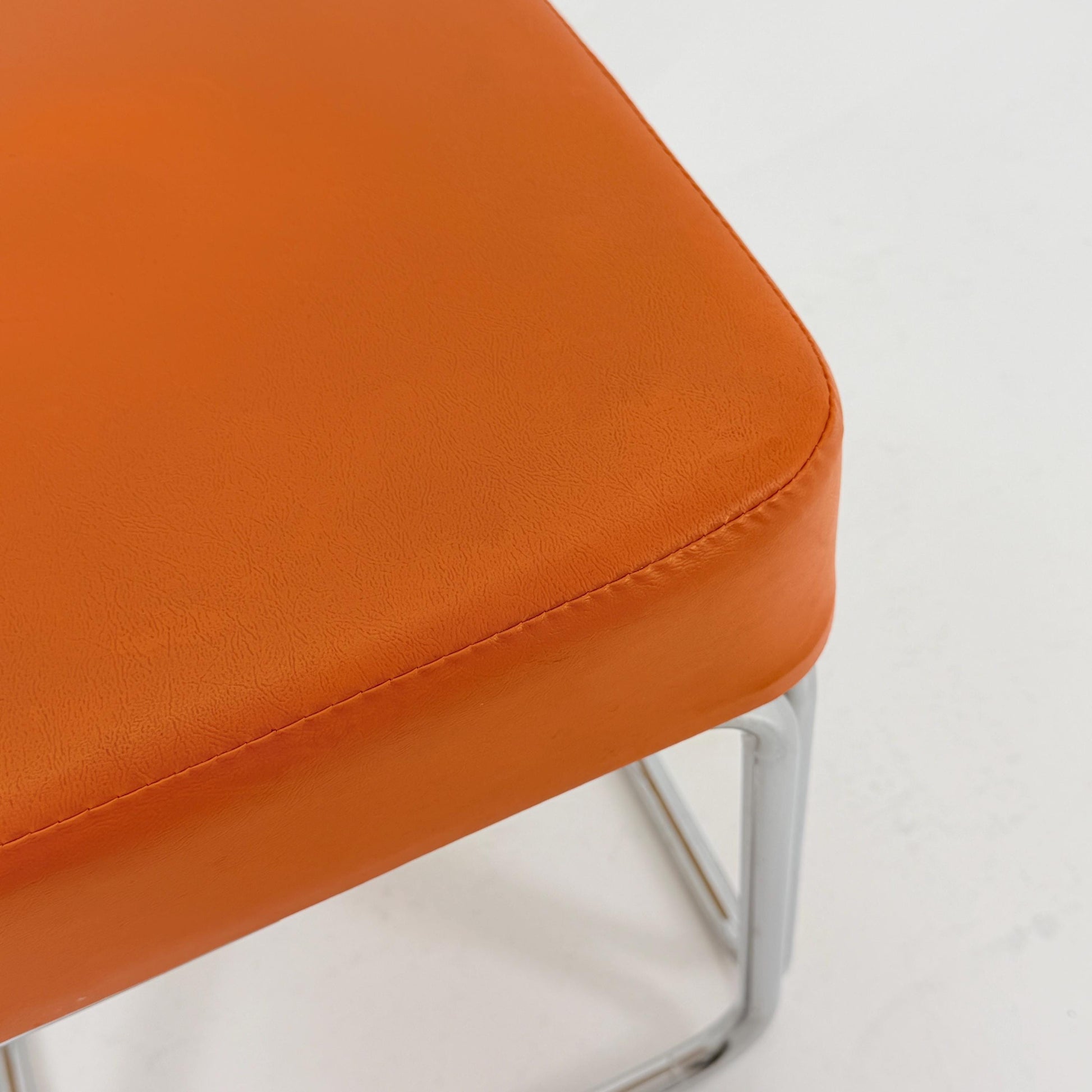 Mid-Century Bauhaus Leather Stool by Marcel Breuer for Mauser Werke, Germany 1980s