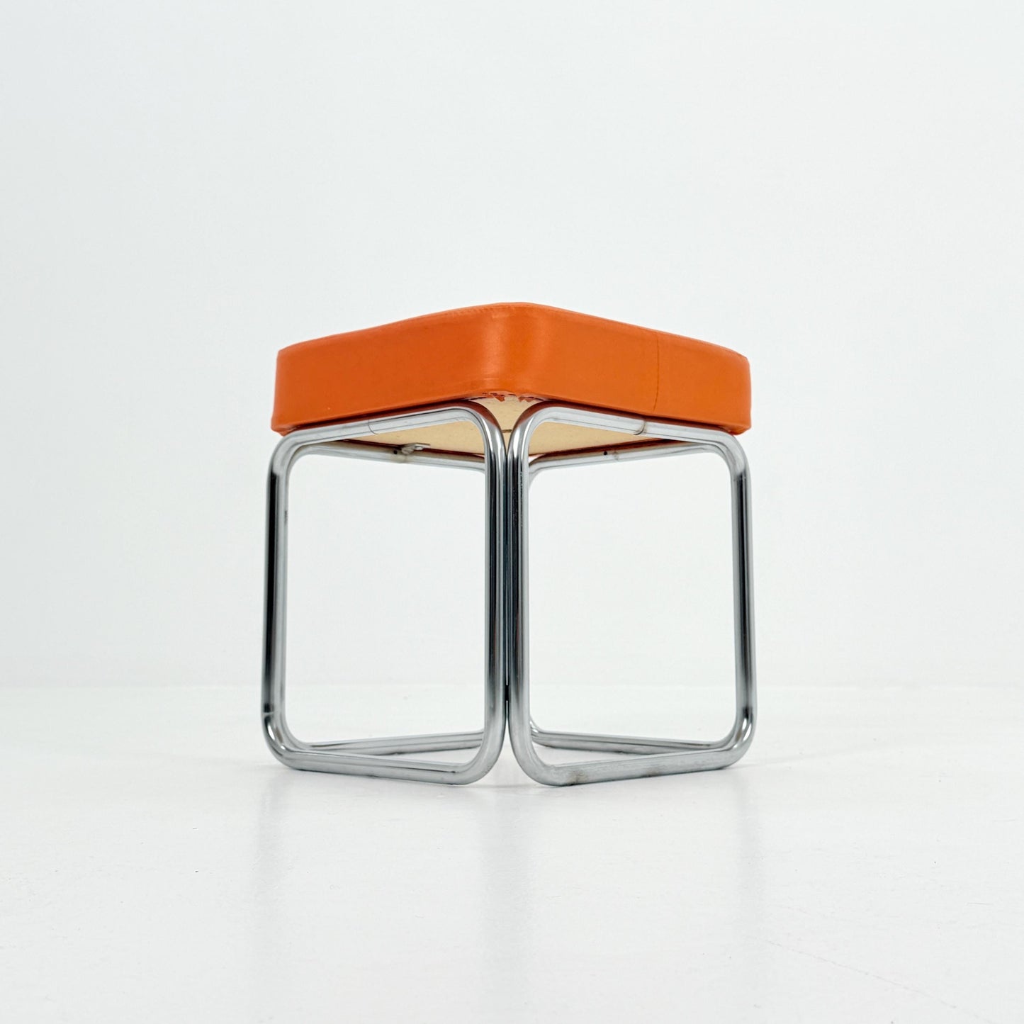 Mid-Century Bauhaus Leather Stool by Marcel Breuer for Mauser Werke, Germany 1980s