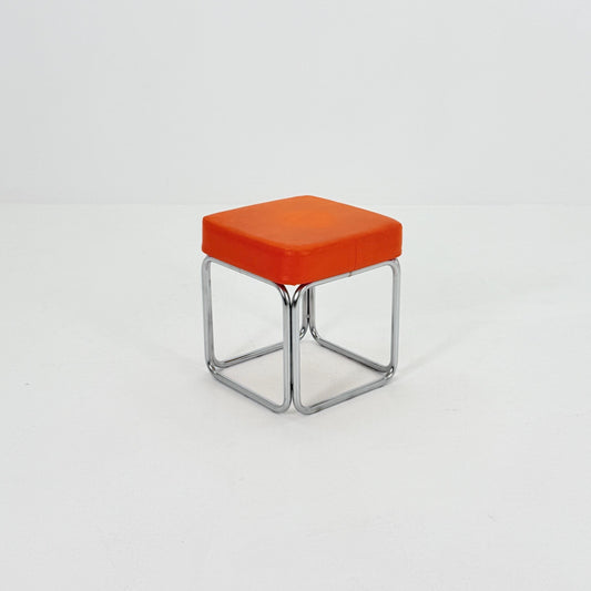 Mid-Century Bauhaus Leather Stool by Marcel Breuer for Mauser Werke, Germany 1980s