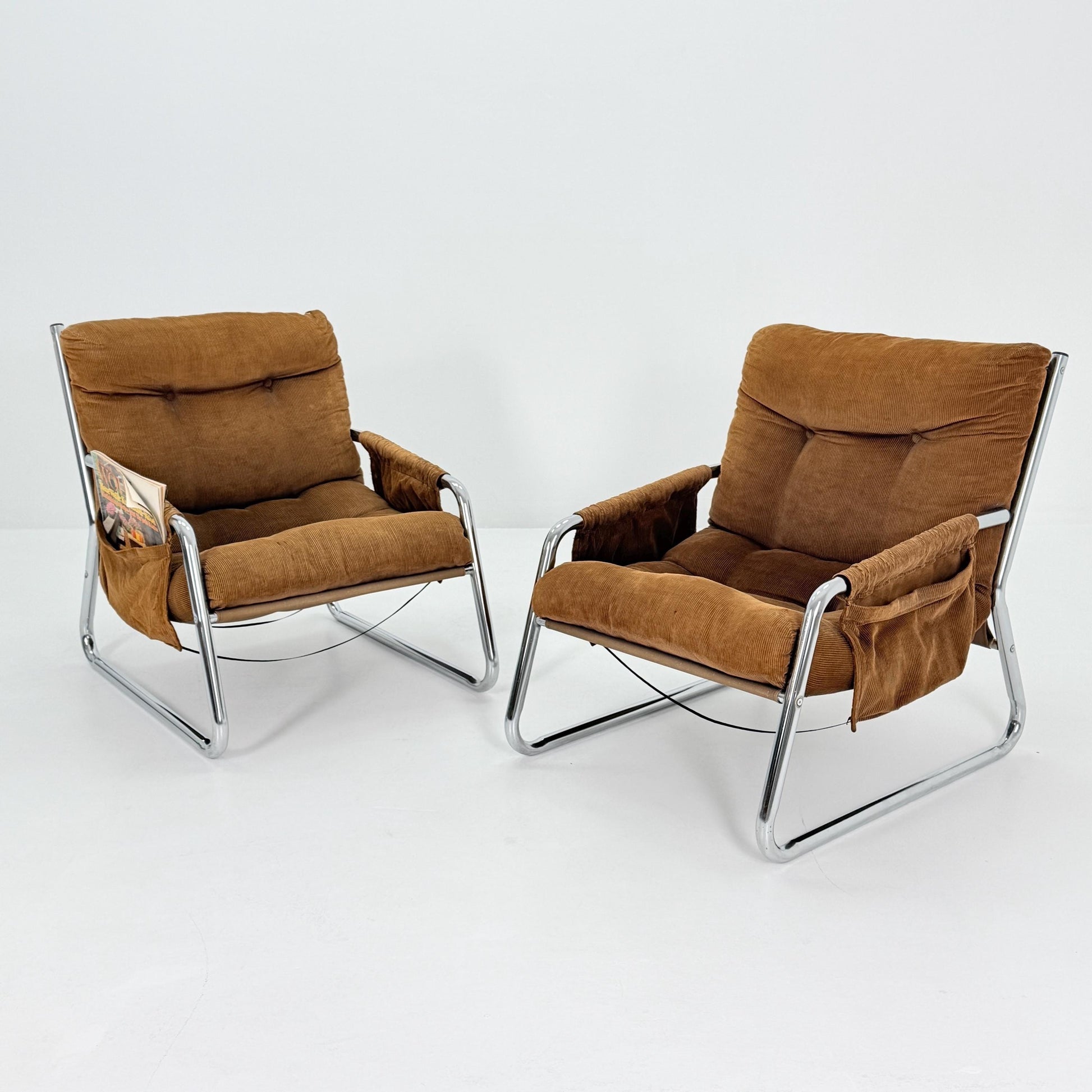 Rare Set of 2 Mid century lounge chairs By Gillis Lundgren Ikea Hoss Sweden 1970s