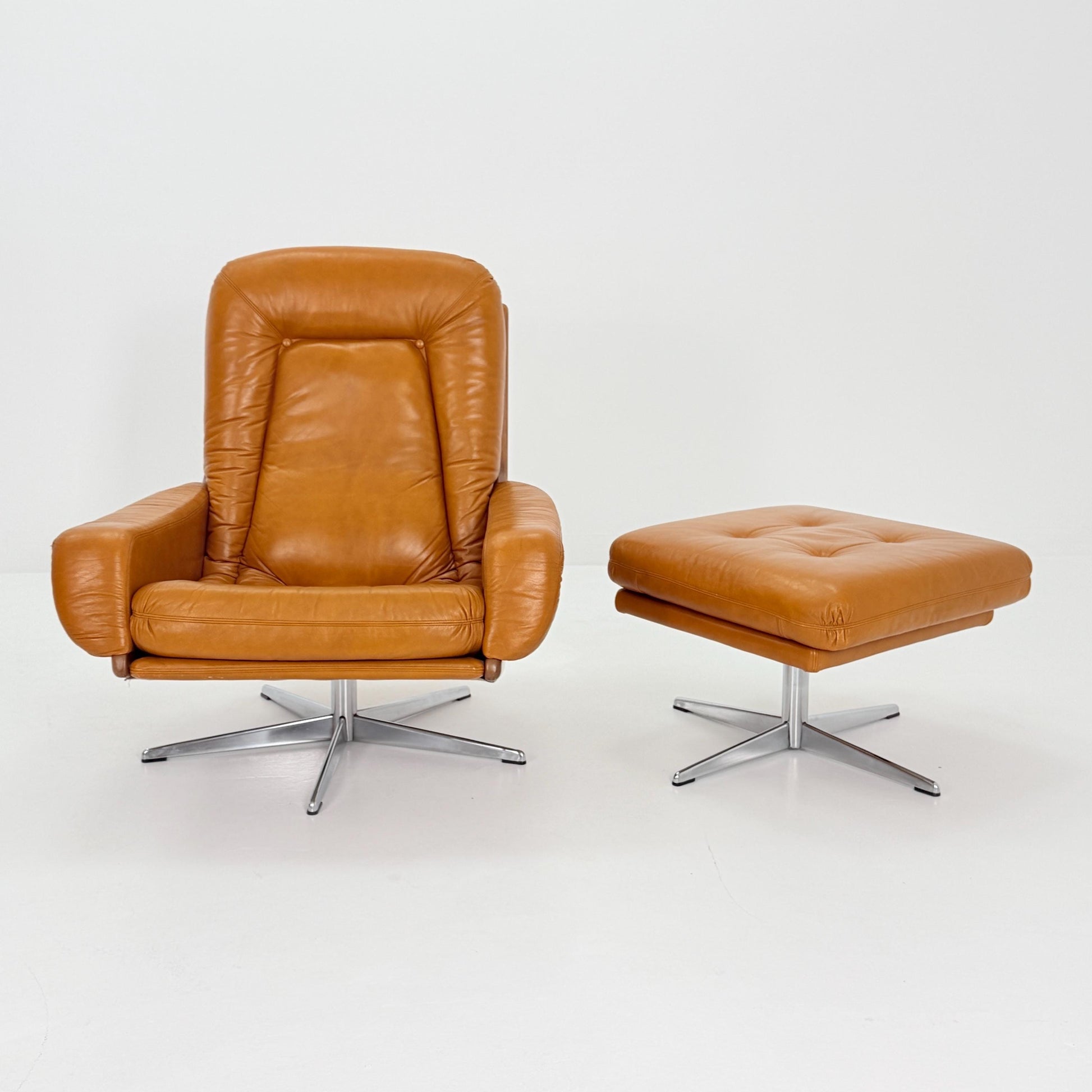 Mid Century Lounge Chair & Ottoman by Eugen Schmidt for Soloform, Germany 1970s