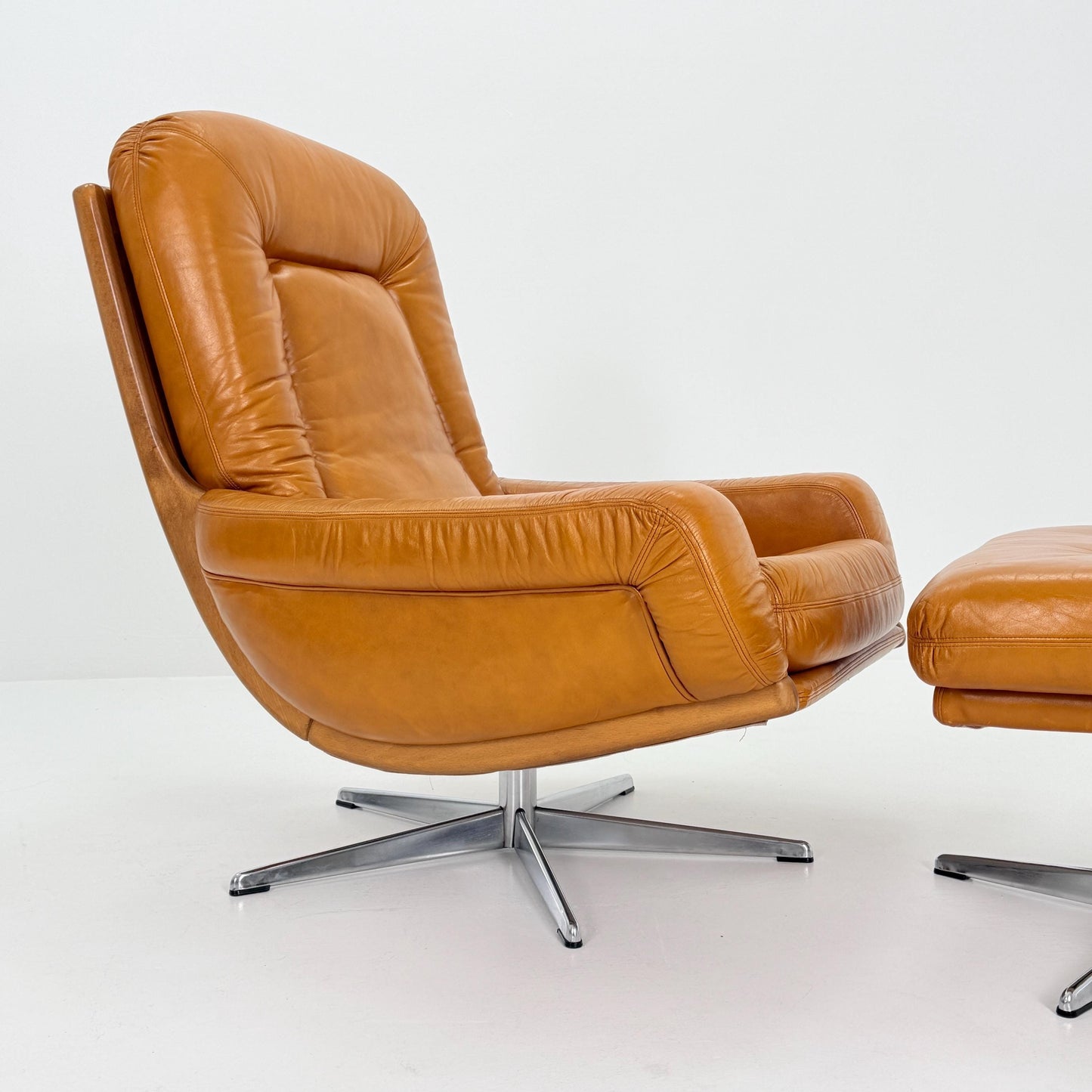 Mid Century Lounge Chair & Ottoman by Eugen Schmidt for Soloform, Germany 1970s