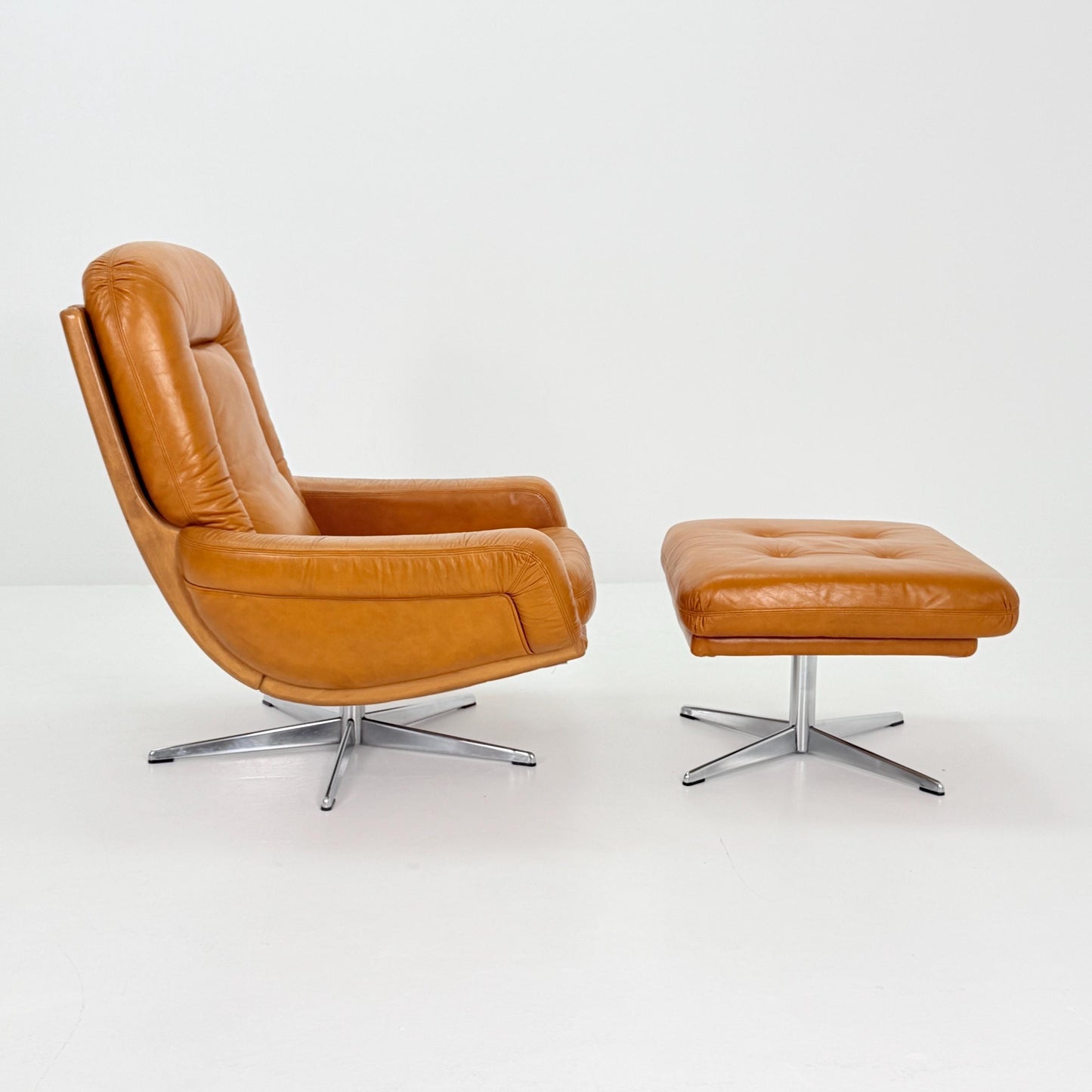 Mid Century Lounge Chair & Ottoman by Eugen Schmidt for Soloform, Germany 1970s