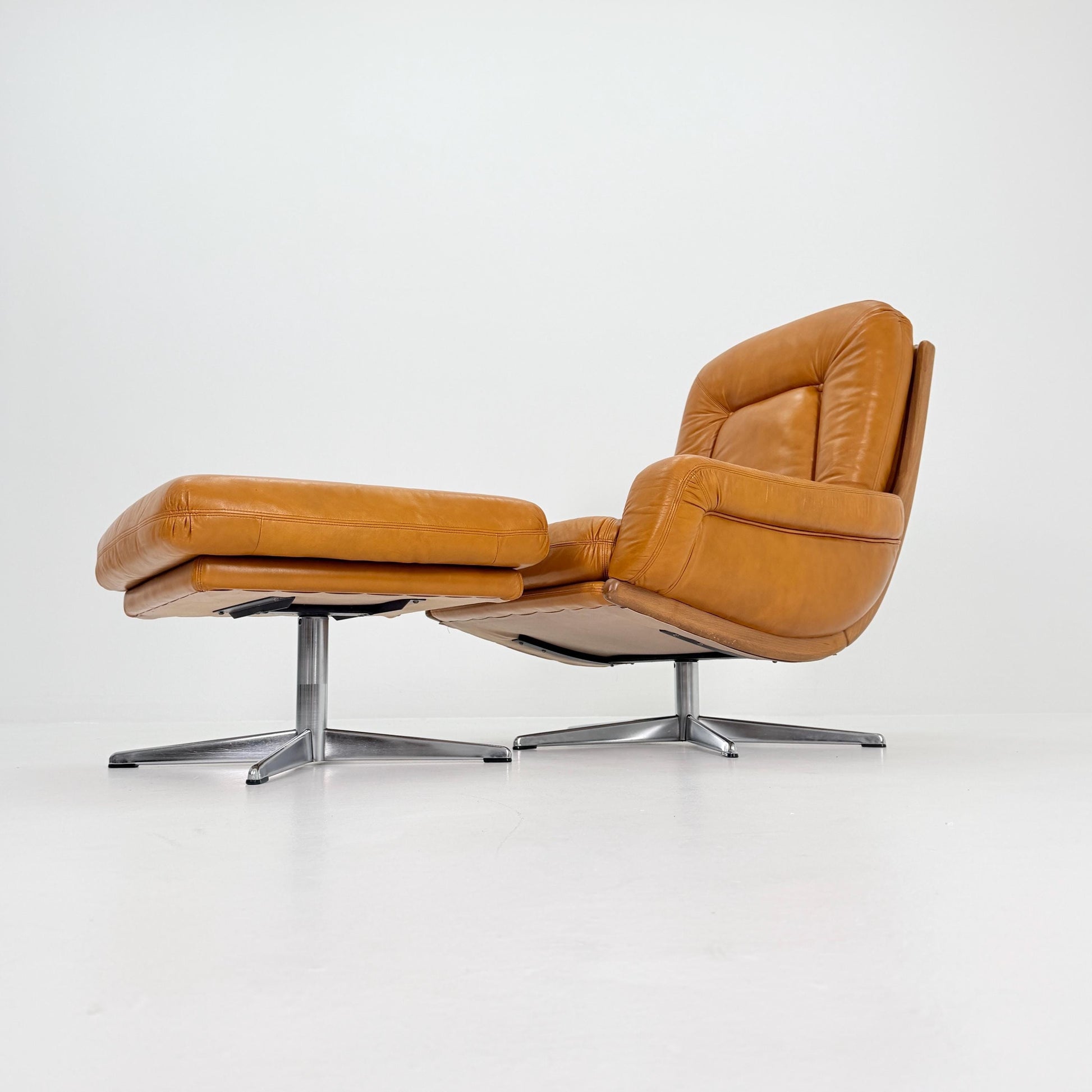 Mid Century Lounge Chair & Ottoman by Eugen Schmidt for Soloform, Germany 1970s