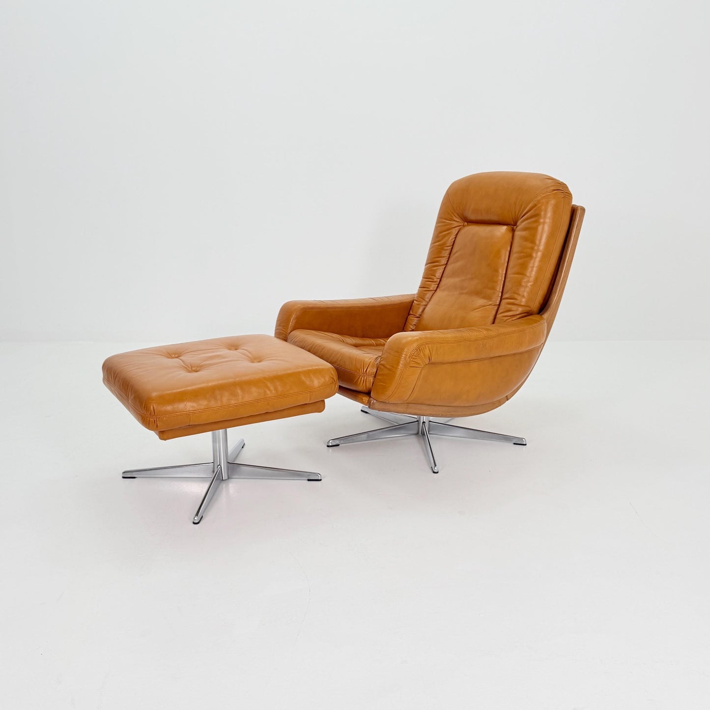 Mid Century Lounge Chair & Ottoman by Eugen Schmidt for Soloform, Germany 1970s