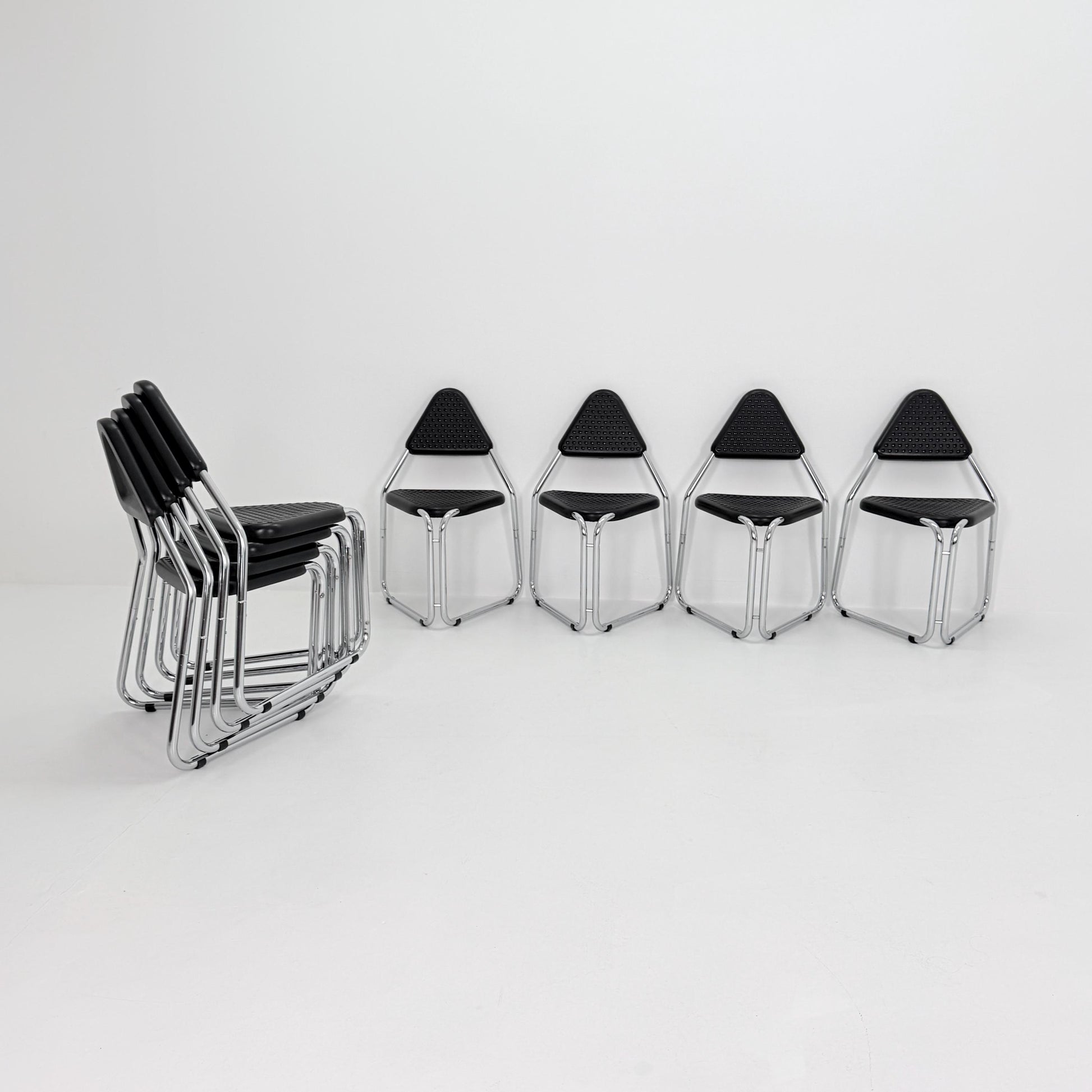 Set of 4 Memphis Style Triangular Dining Chairs, 1980s Germany