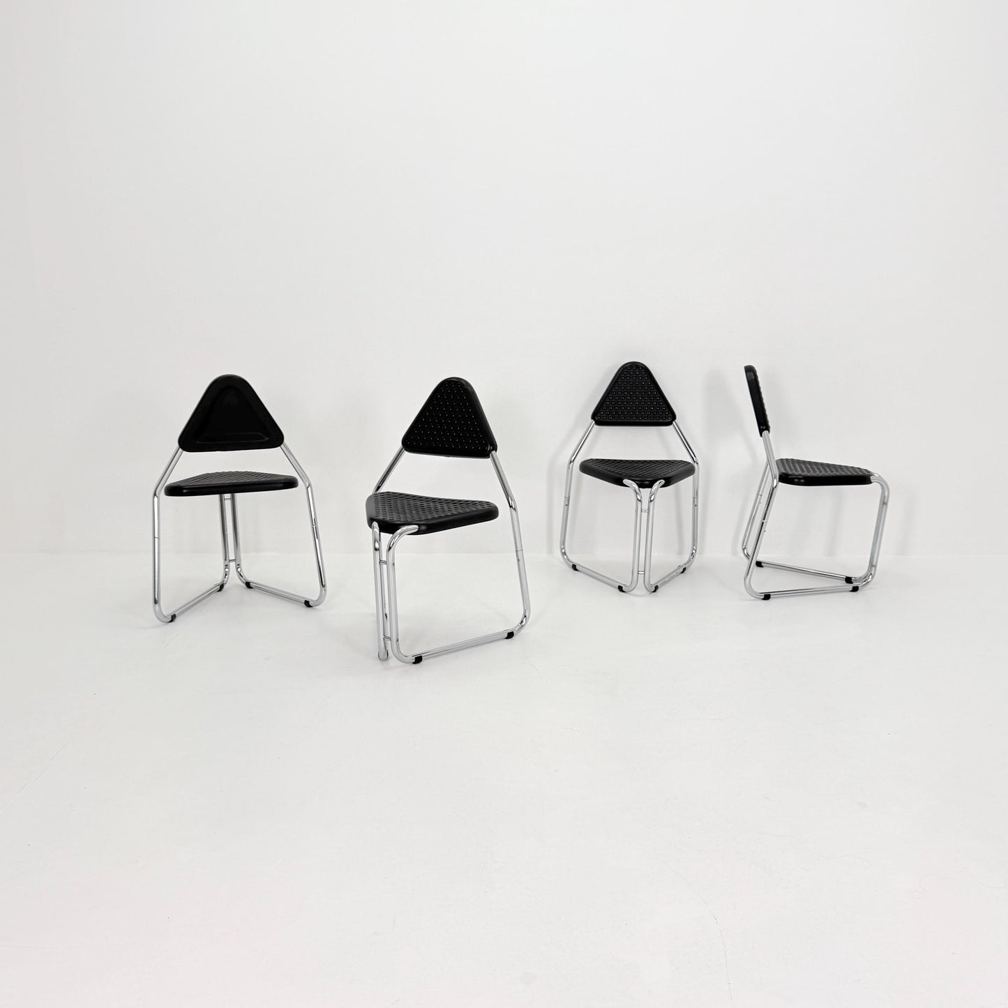 Set of 4 Memphis Style Triangular Dining Chairs, 1980s Germany