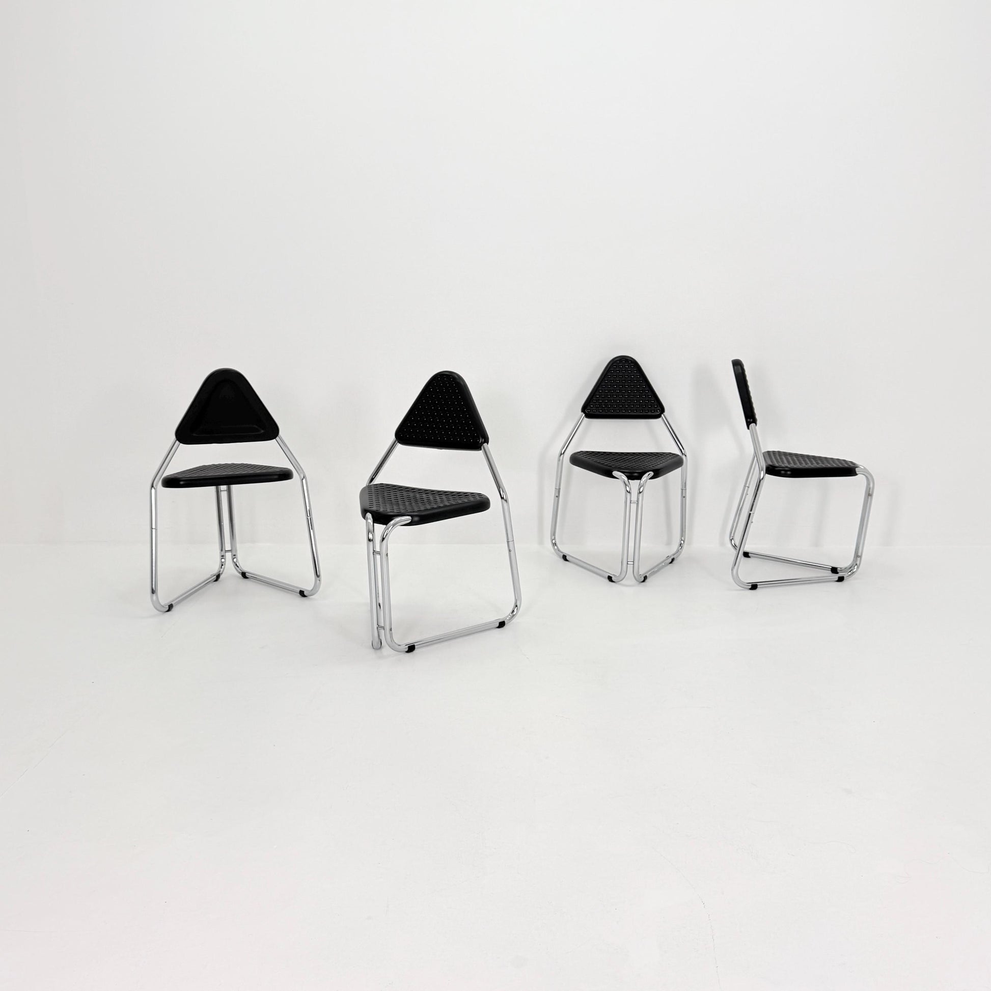 Set of 4 Memphis Style Triangular Dining Chairs, 1980s Germany
